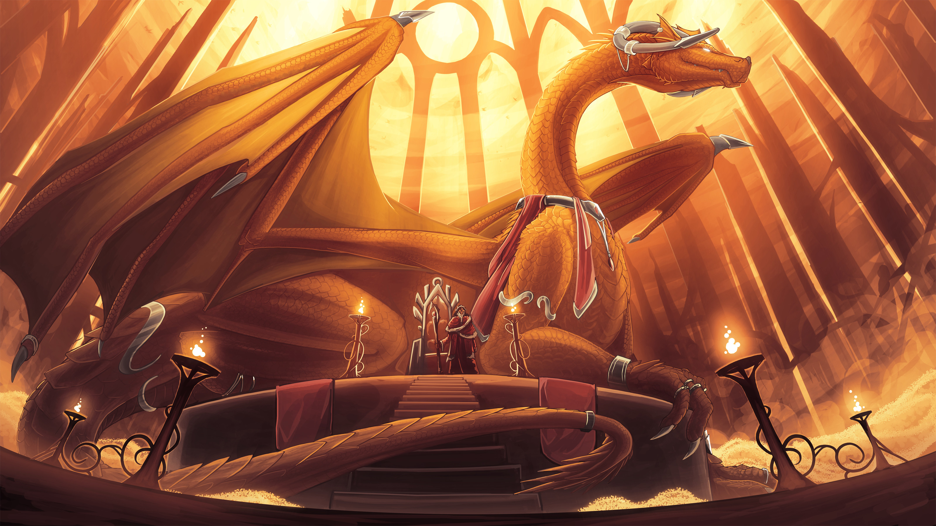 3200x1800 Fantasy - Dragon Throne Wallpaper