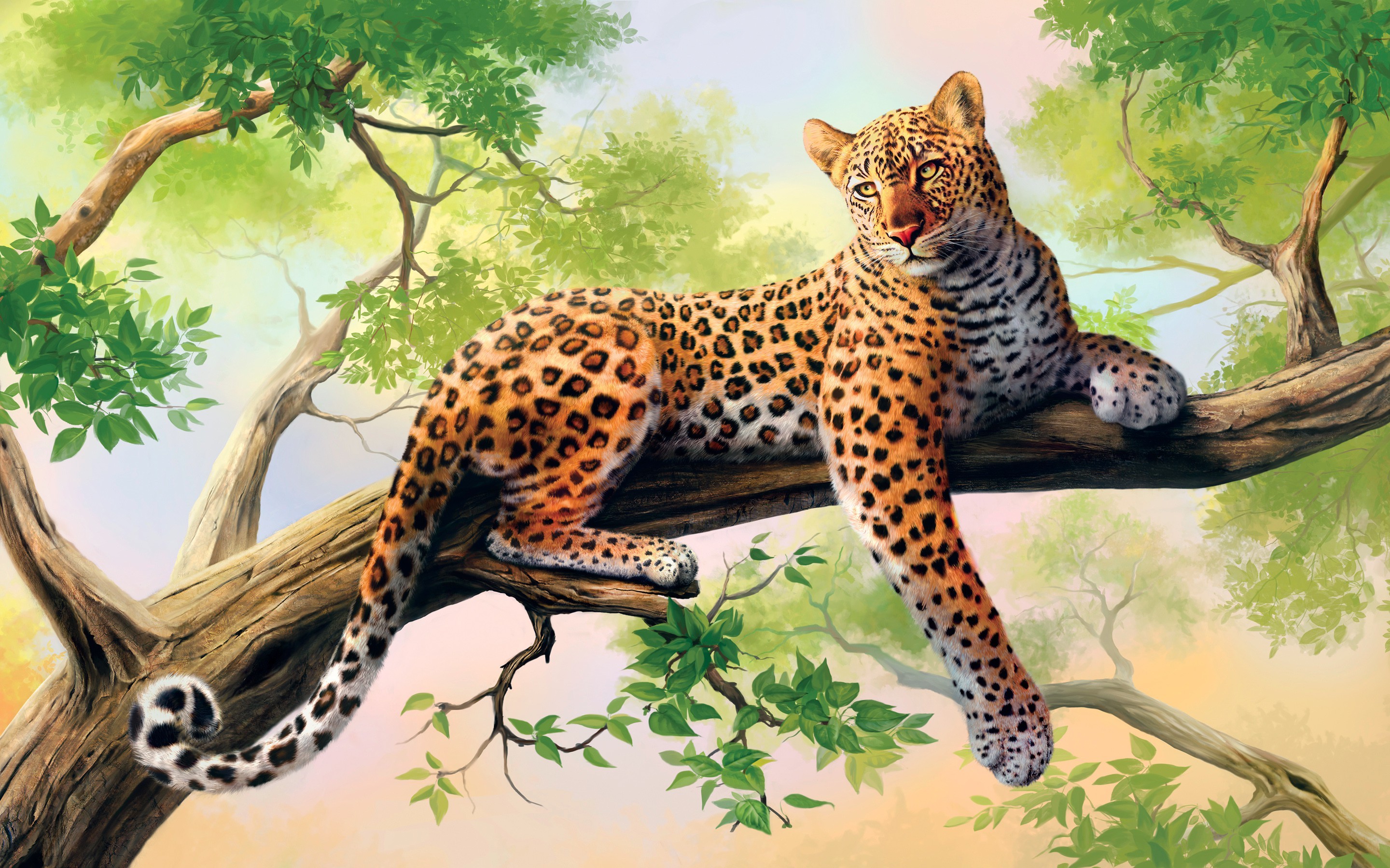 2880x1800 Leopard Art New HD Wallpaper