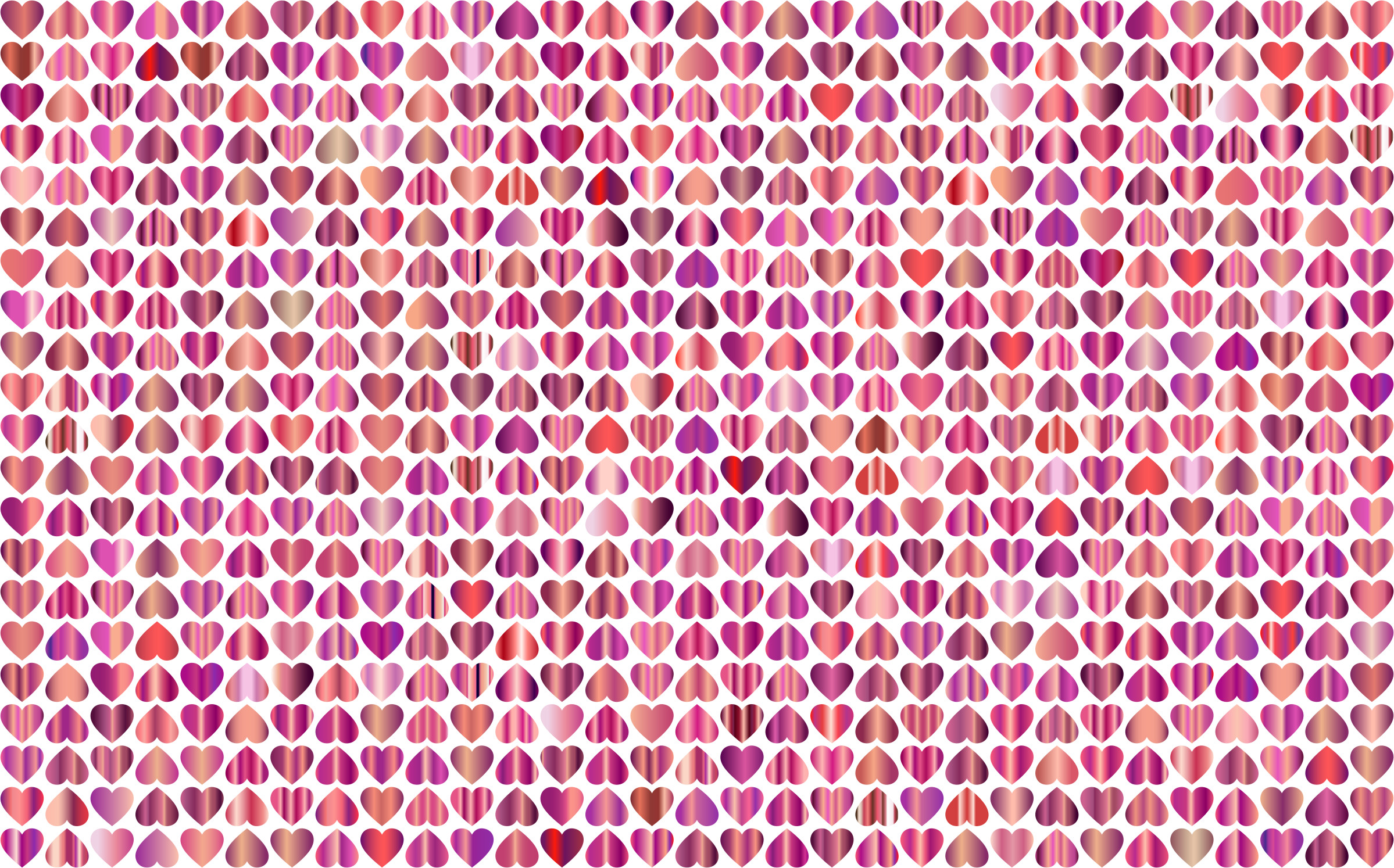 2398x1494 Prismatic alternating hearts pattern. Pink black background