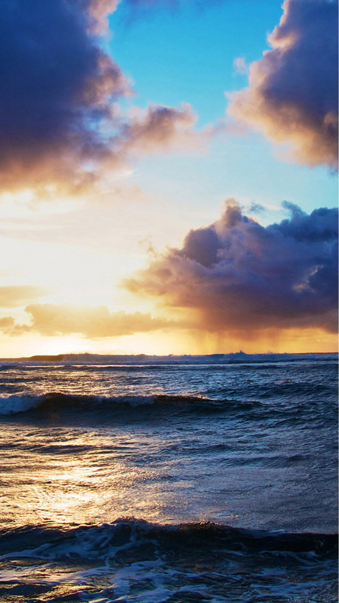 1080x1920 Ocean Beach Surging Wave Cloudy Sunny Skyscape #iPhone #6 #plus #wallpaper