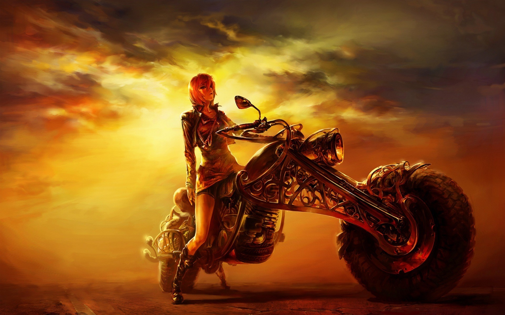1920x1200 Fantasy girl, bike, 3D, Photomanipulation, Photoshop Full HD wallpaper  download to PC, Mobile or Table PC. You can also set as Facebook Cover