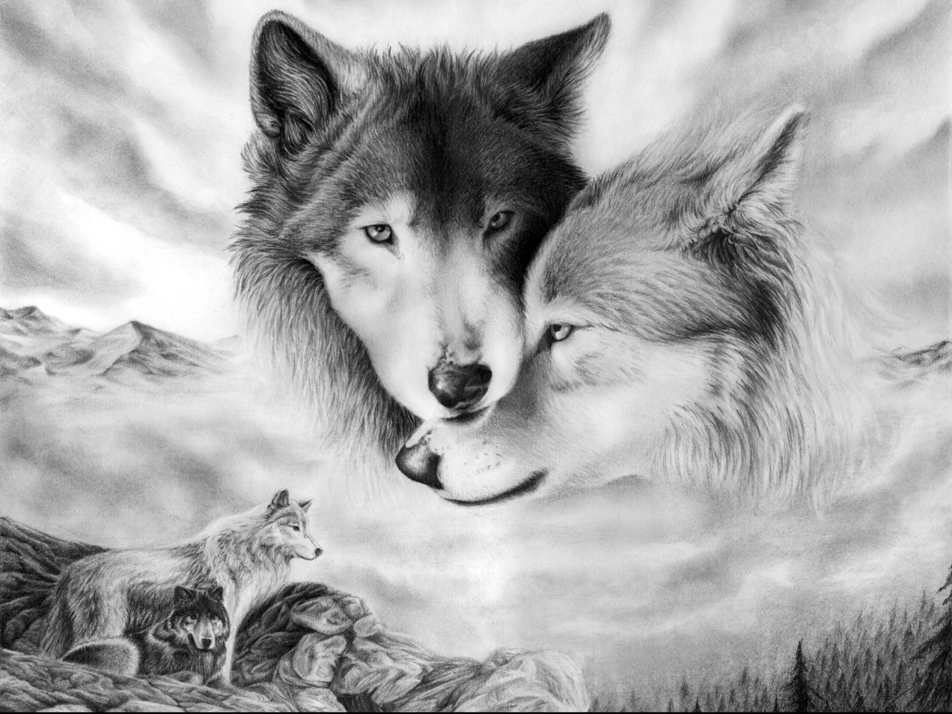 1920x1440 Fantasy Original Art Artistic Artwork Wolf Wolves Wallpaper At Fantasy  Wallpapers