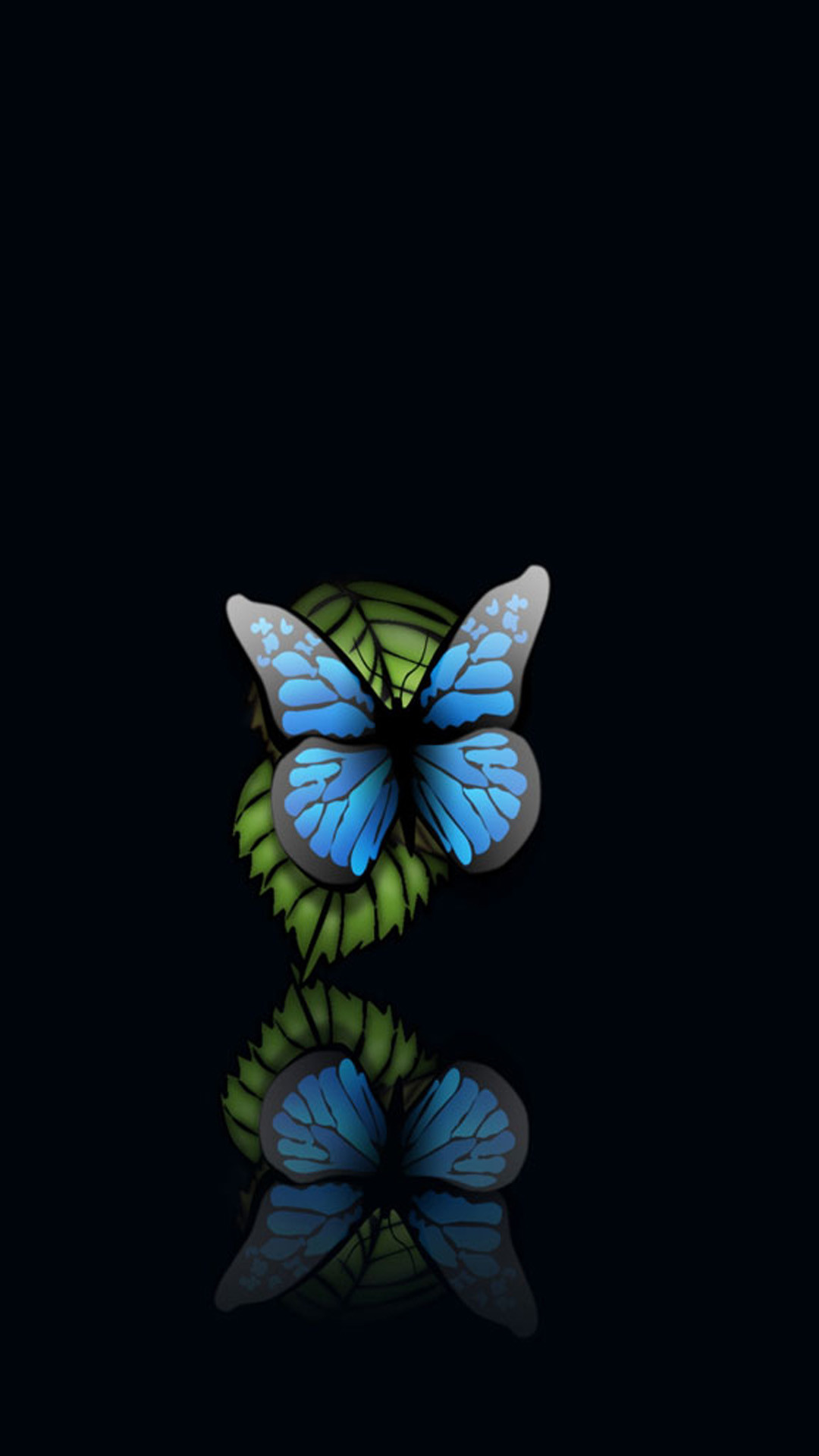 1080x1920 Blue Butterfly Black Background Android Wallpaper ...
