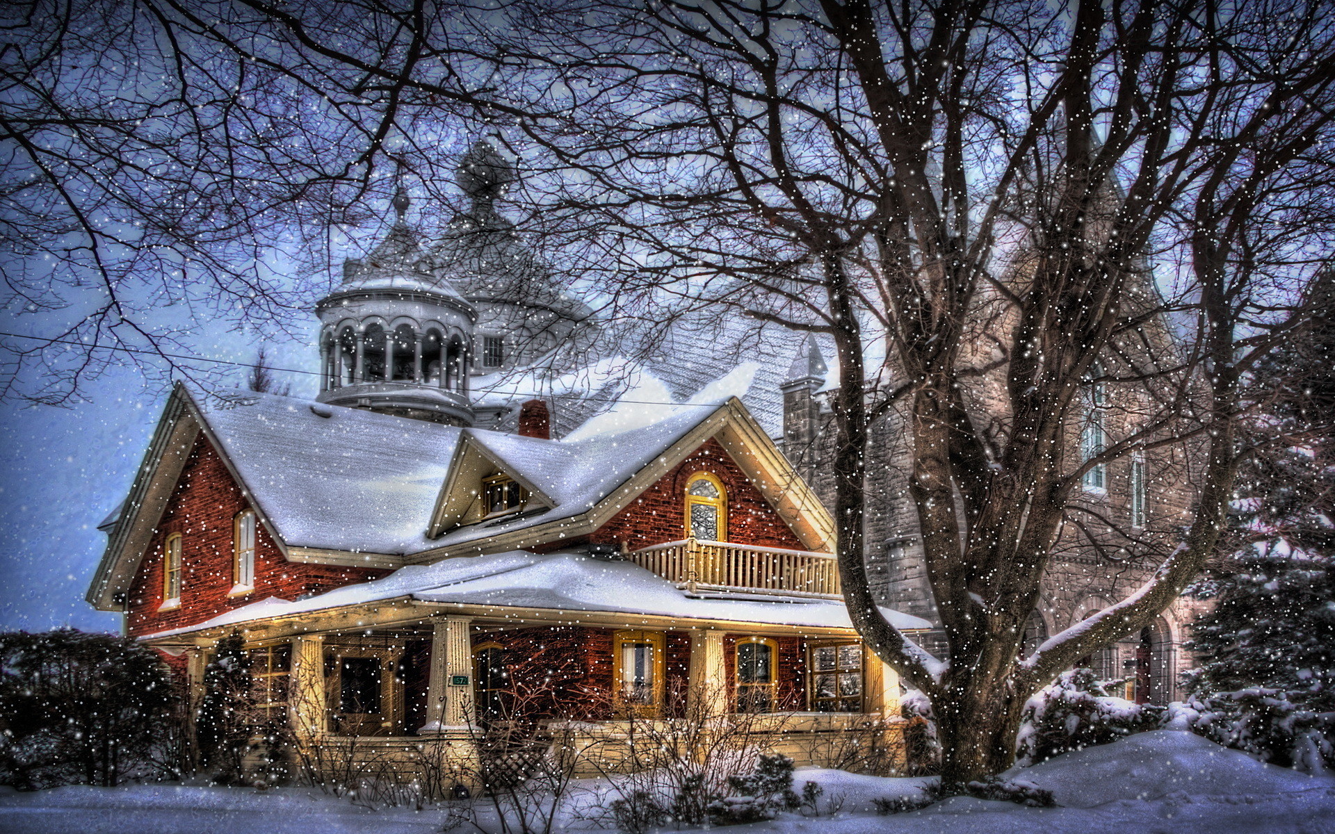 1920x1200 houses trees snow fantasy christmas wallpapers | WallpaperUP