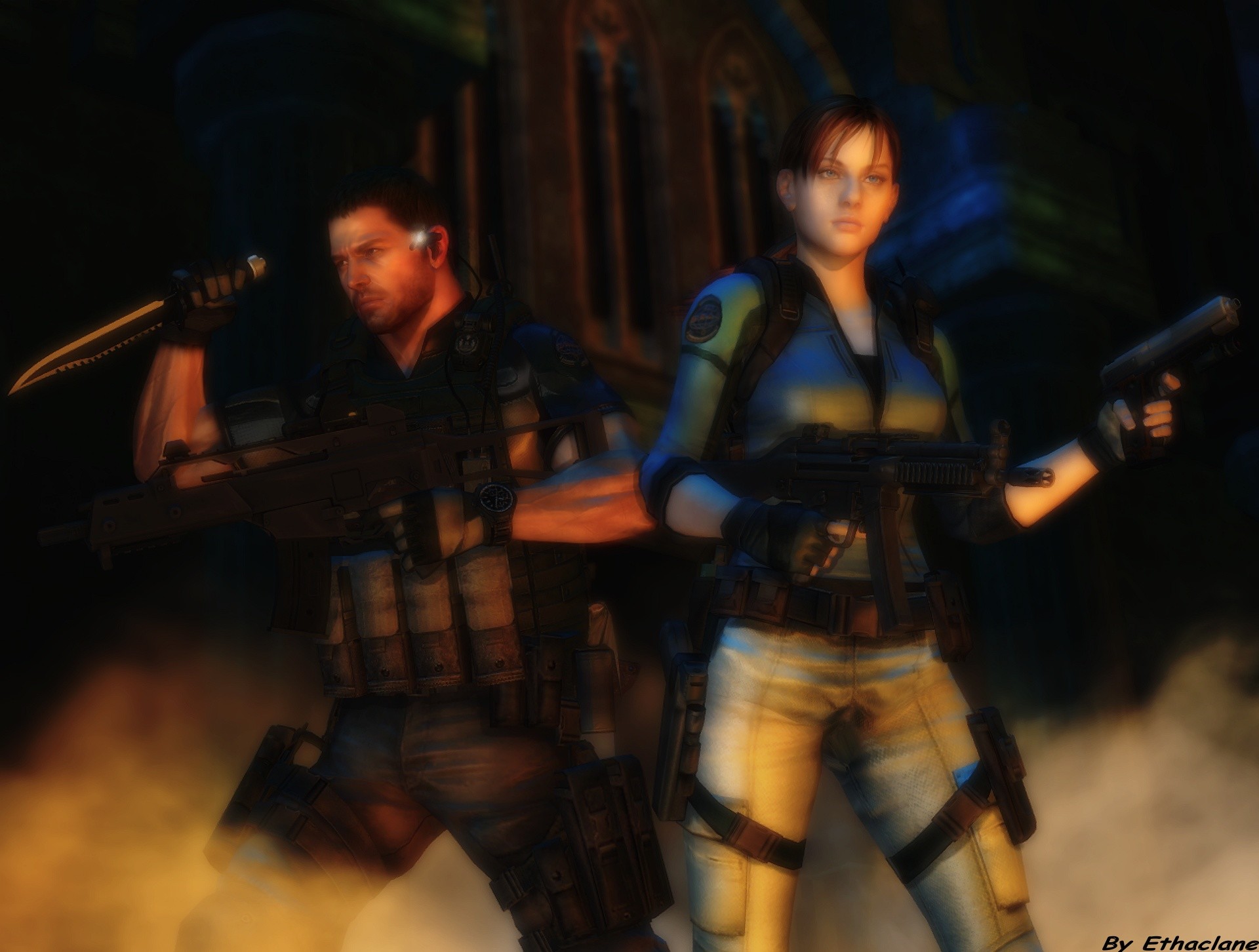 1920x1452 redfield37 368 161 Resident evil wallpaper Chris and Jill by ethaclane