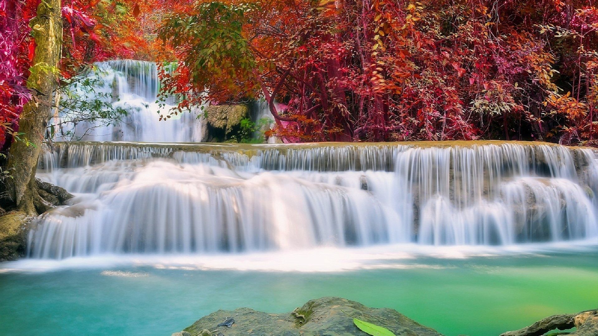 1920x1080 Downloaded Tag - Autumn Season Paradise Splendid Beautiful Four Waterfall  Attractions Plants Trees Stunning Pre Love