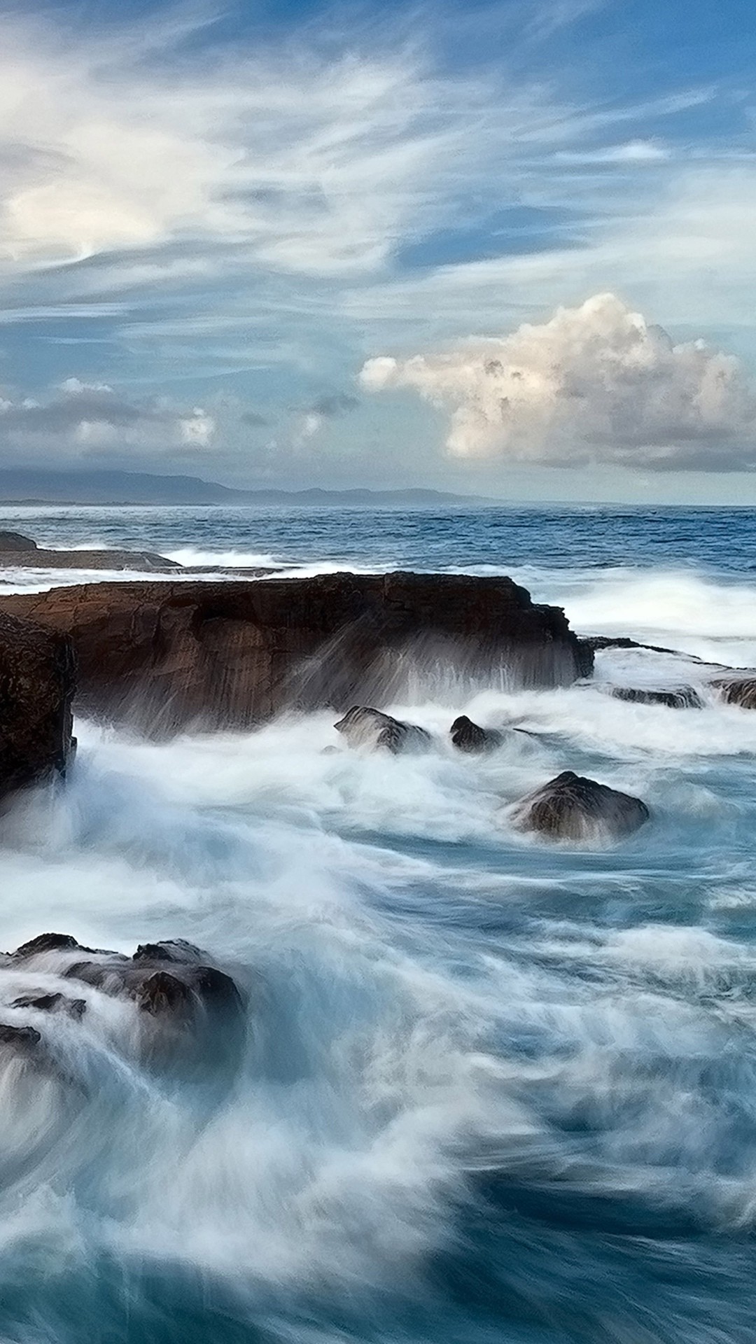 1080x1920 Wonderful Ocean iPhone 6 plus wallpaper - rocks, sky, clouds