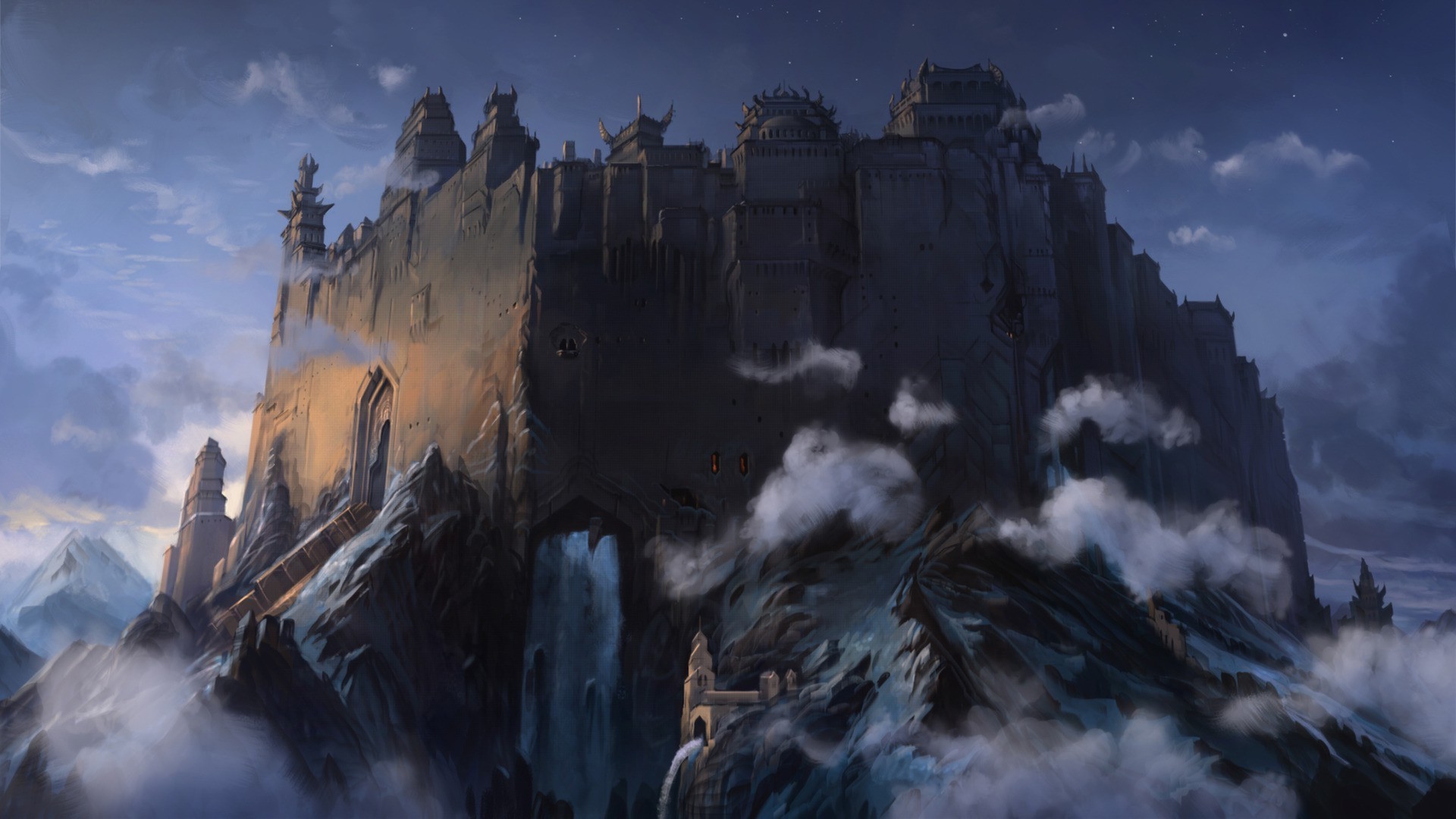 1920x1080 fantasy Art, Artwork, Clouds, Mountain, Forts, Castle Wallpapers HD /  Desktop and Mobile Backgrounds