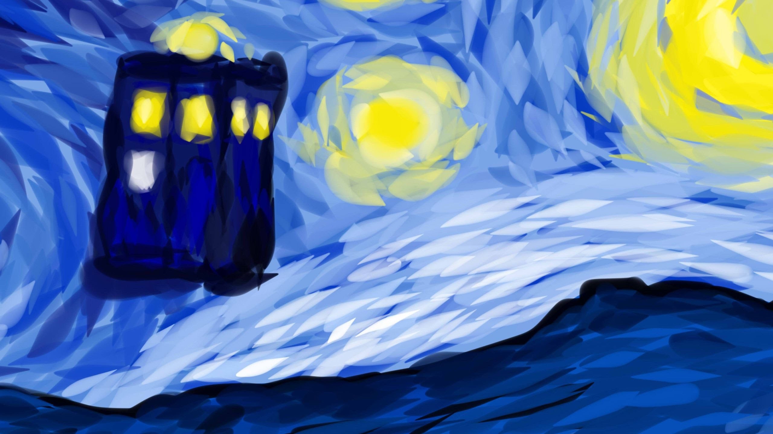 2560x1440 TARDIS - Vincent Van Gogh - Starry Night - Doctor Who Speed-art - YouTube