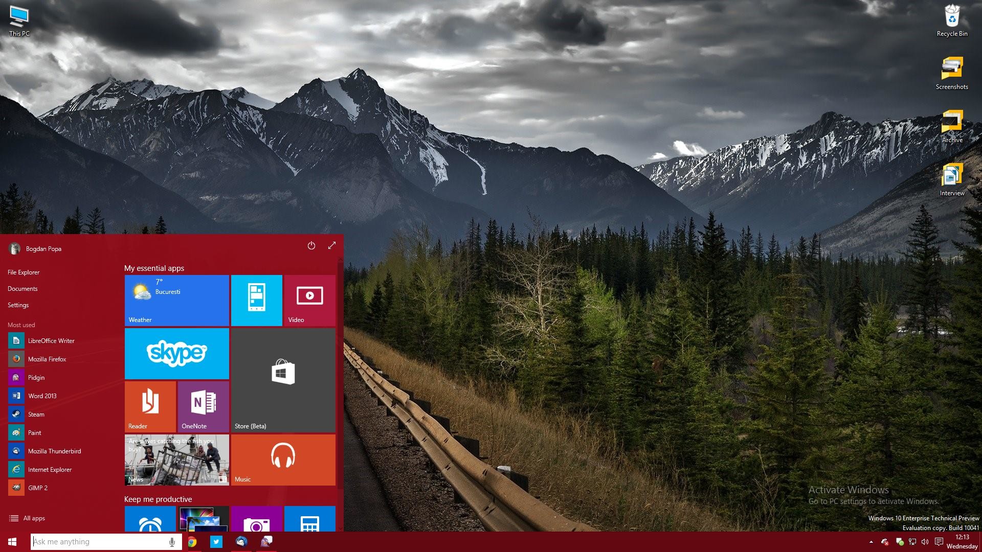 1920x1080 Windows 10 desktop