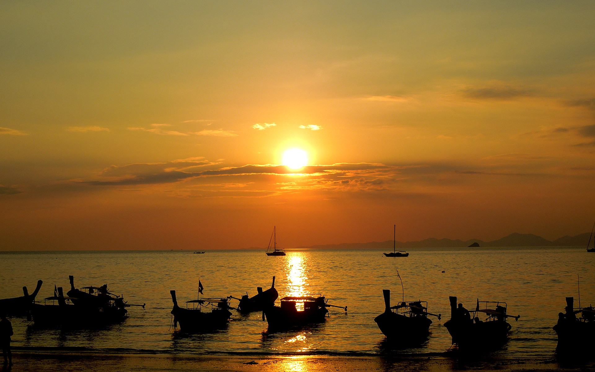 1920x1200 Thailand Rai Leh Beach Sunset