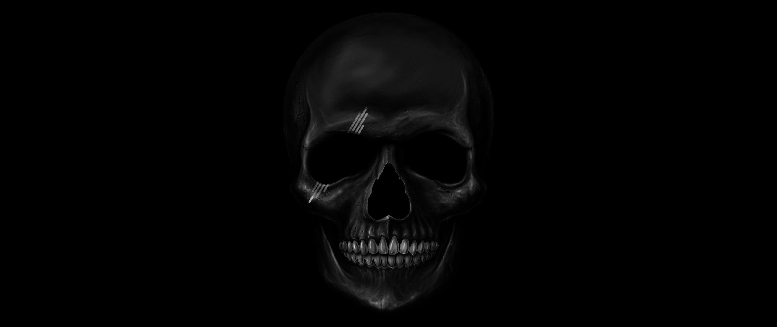 2560x1080 Preview wallpaper skull, art, teeth, bones 