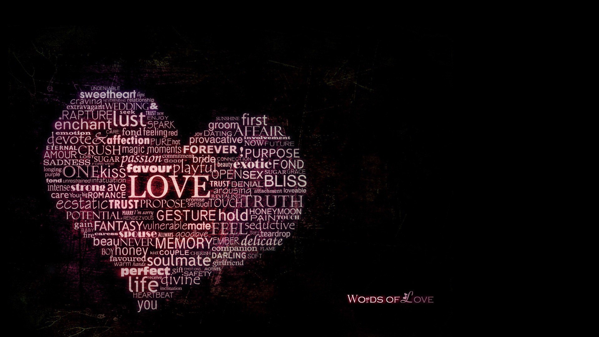 1920x1080 typography, Word Clouds, Black Background, Hearts Wallpapers HD / Desktop  and Mobile Backgrounds