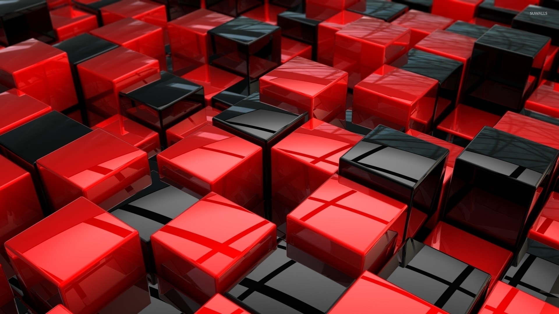 1920x1080 Red and black cubes wallpaper