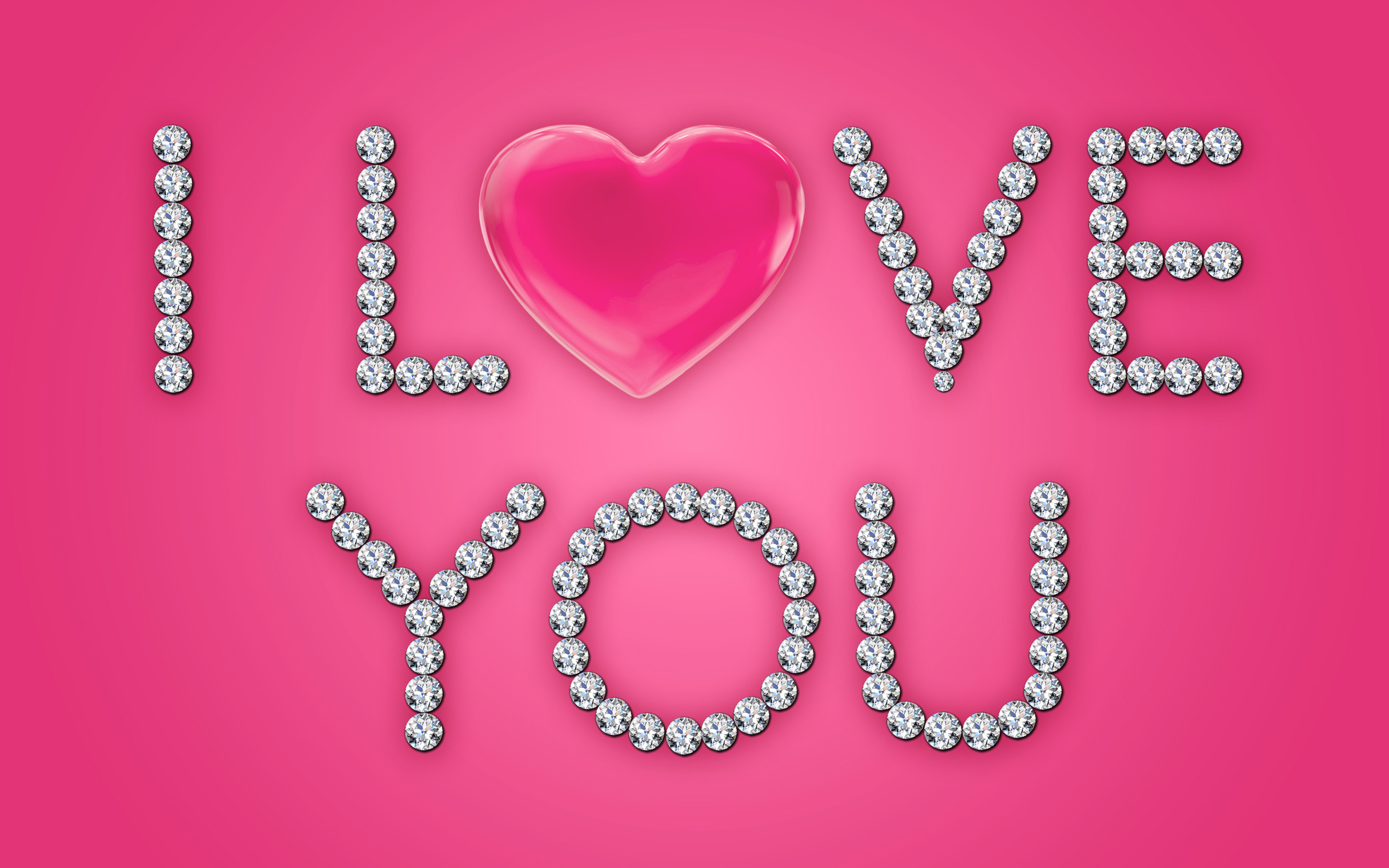 2880x1800 Love You Heart Diamonds Pink HD Wallpapers