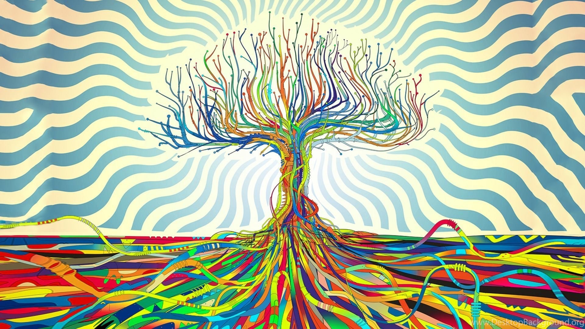 1920x1080 Trippy Colorful Tree HD Wallpapers
