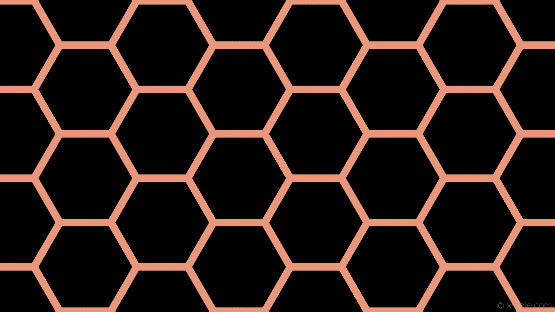 1920x1080 wallpaper beehive black honeycomb red hexagon dark salmon #000000 #e9967a  diagonal 30Â° 26px
