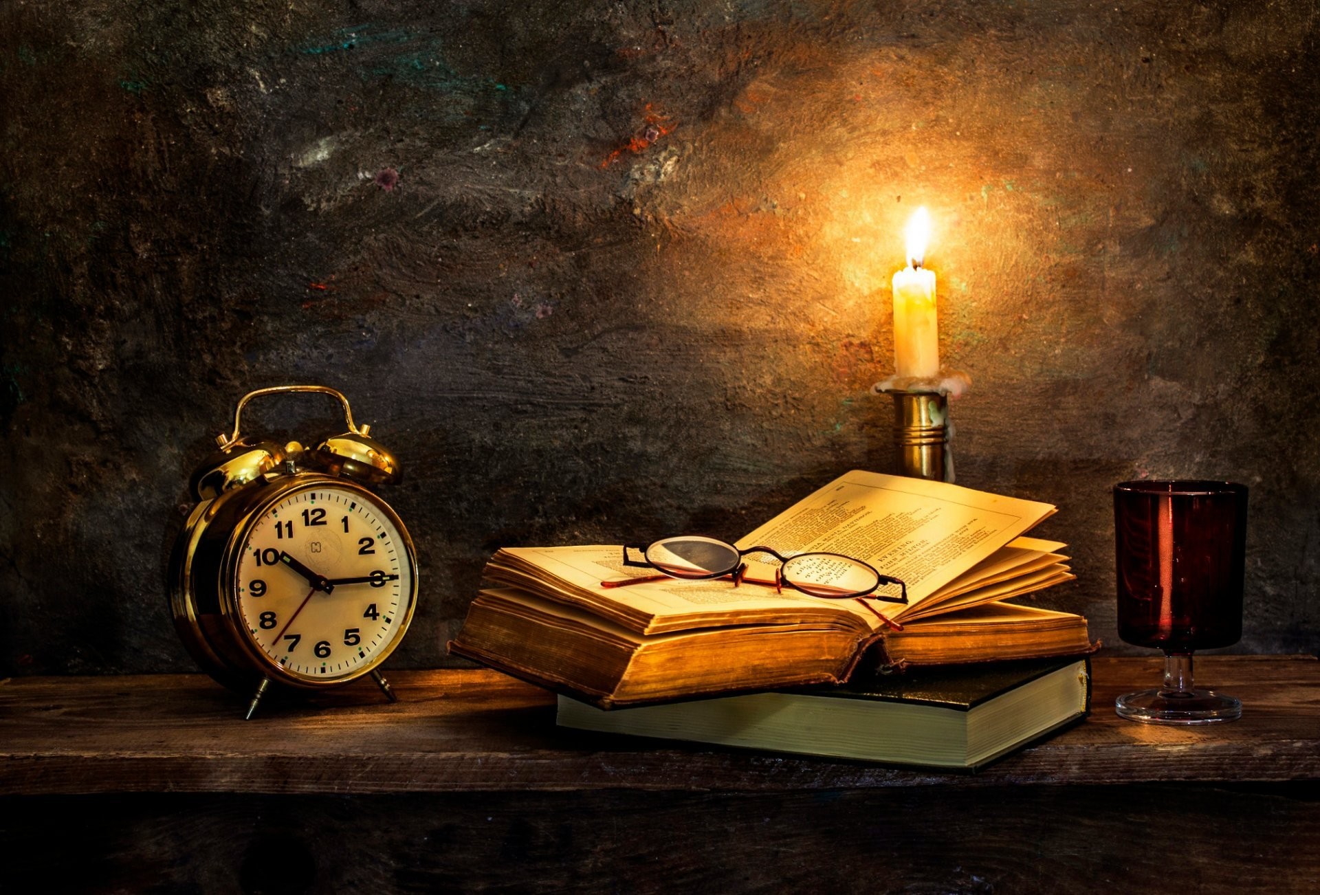 1920x1302 time to turn in watches old books candle