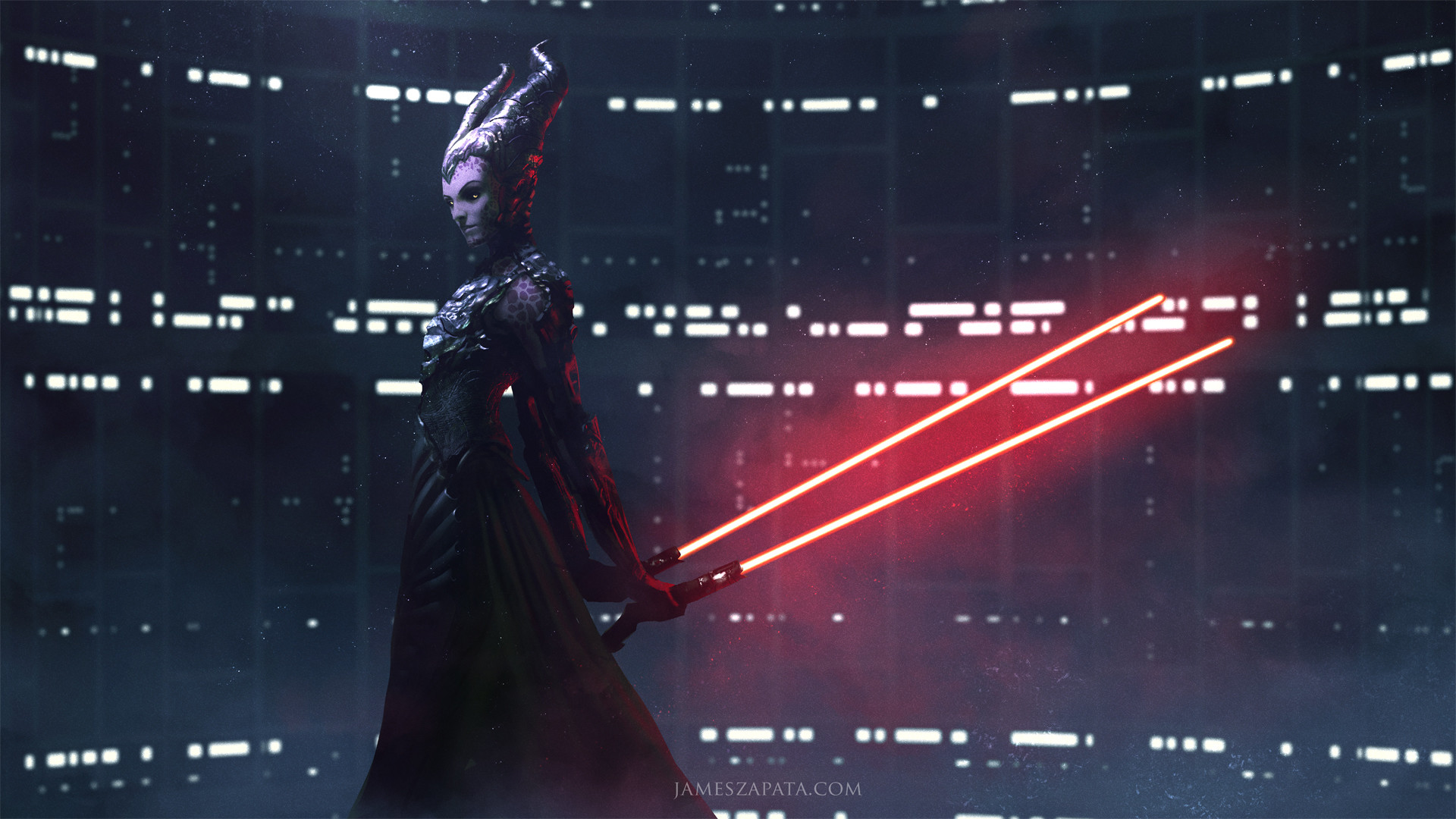 1920x1080 Darth Maleficent wallpaper. Maleficent Sith Lord red lightsabers, Star Wars