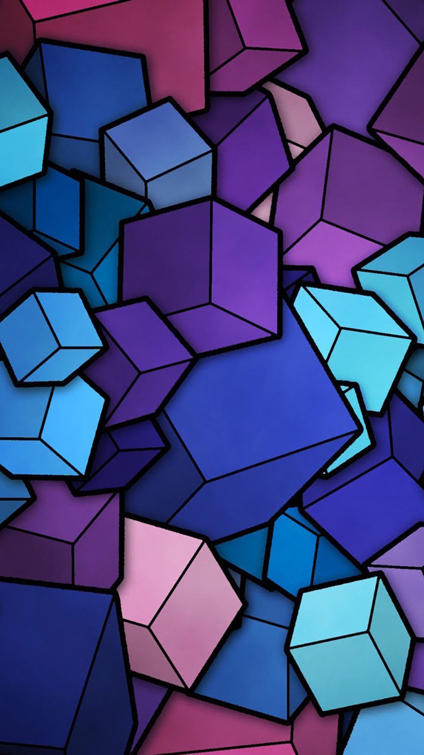 1440x2560 Abstract Cubes Blue Purple Wallpaper Galaxy S6, LG G4, HTC One M9