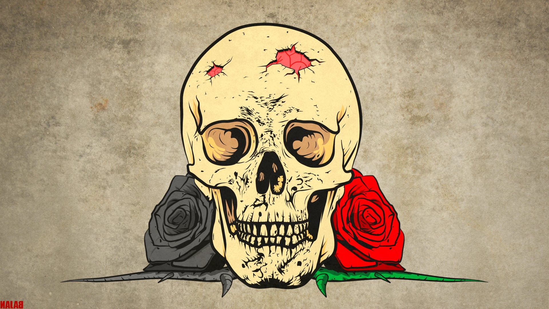 1920x1080 Dark - Skull Fantasy Gothic Rose Wallpaper