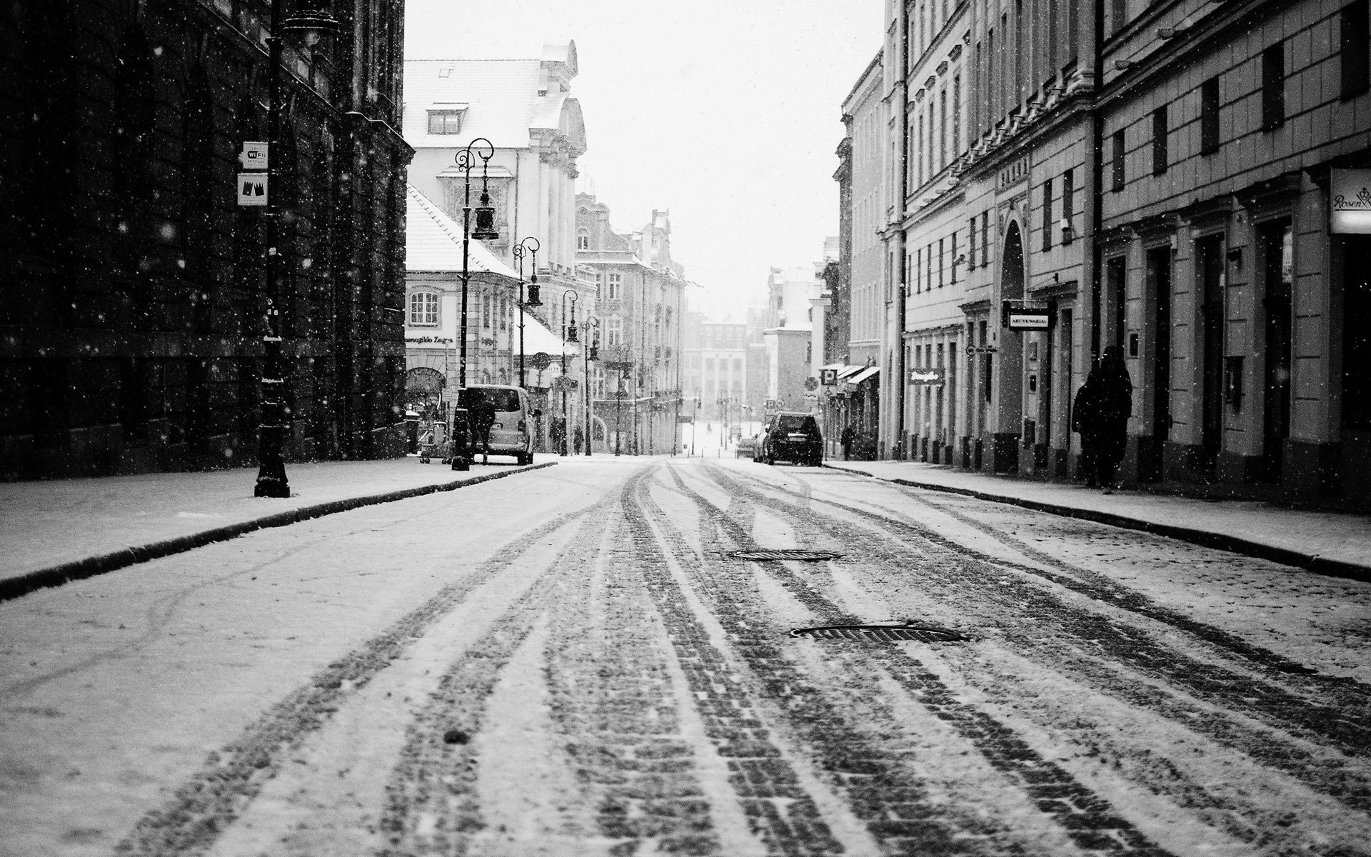 1920x1200 Black And White Winter Day In The City