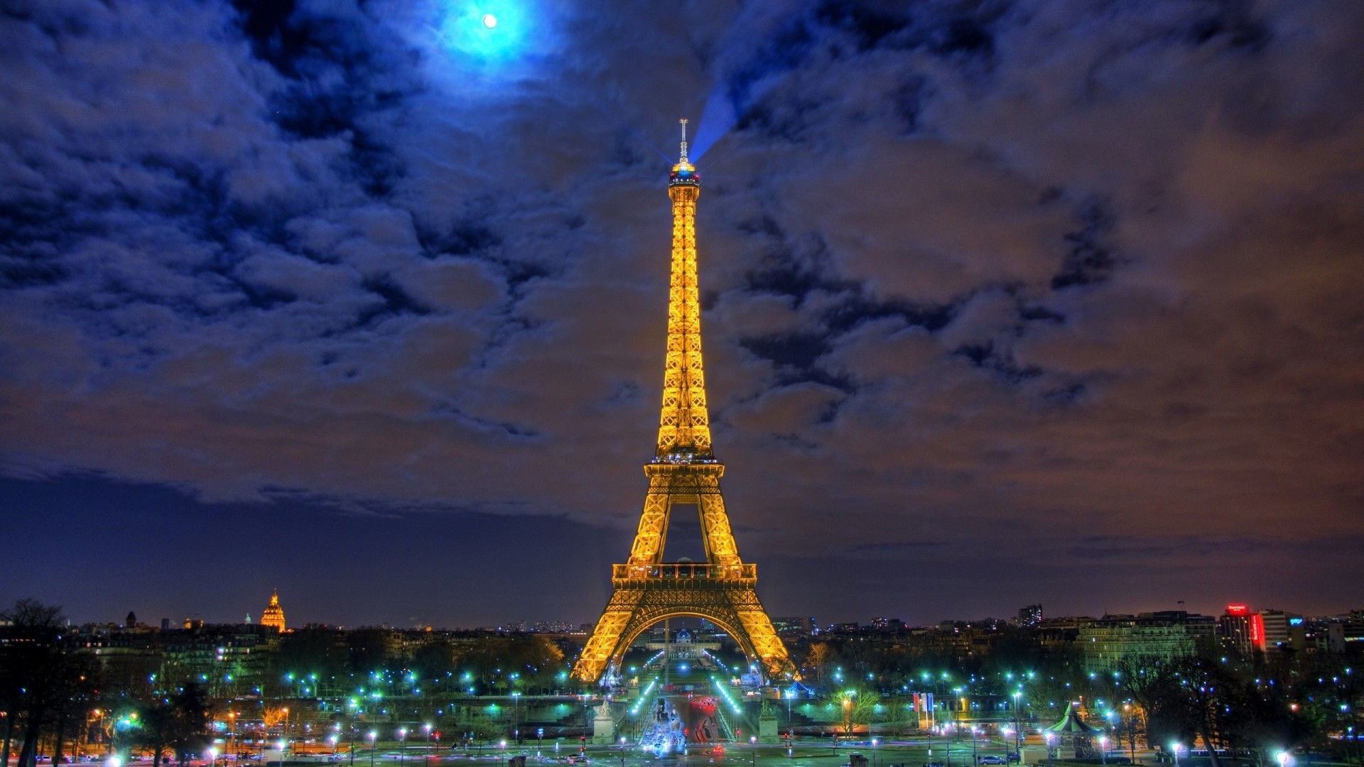 1920x1080 Full HD Wallpaper eiffel tower illumination amazing sky paris france
