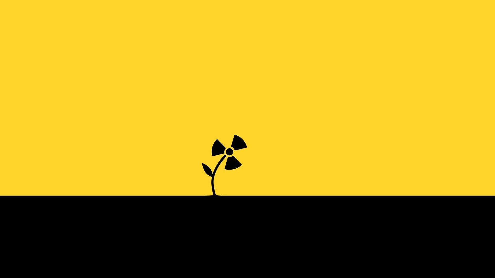 1920x1080 digital Art, Minimalism, Simple, Simple Background, Flowers, Plants,  Leaves, Radioactive, Yellow, Black Wallpapers HD / Desktop and Mobile  Backgrounds