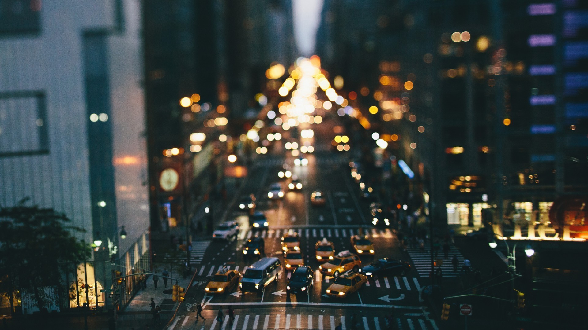 1920x1080 street, Traffic, Car, Tilt Shift, Taxi, New York City Wallpapers HD /  Desktop and Mobile Backgrounds