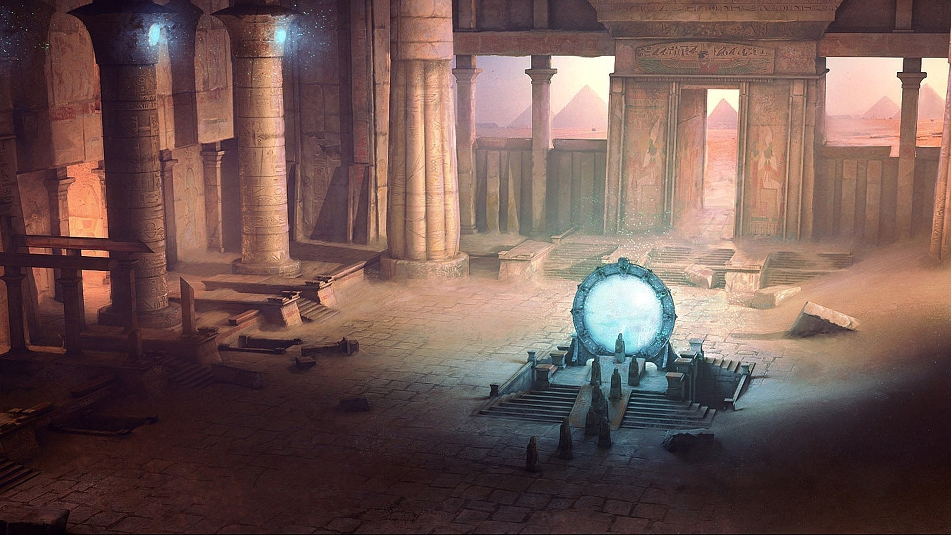 1920x1080 #Stargate, #ruins, #artwork, #ancient, #Egypt wallpaper