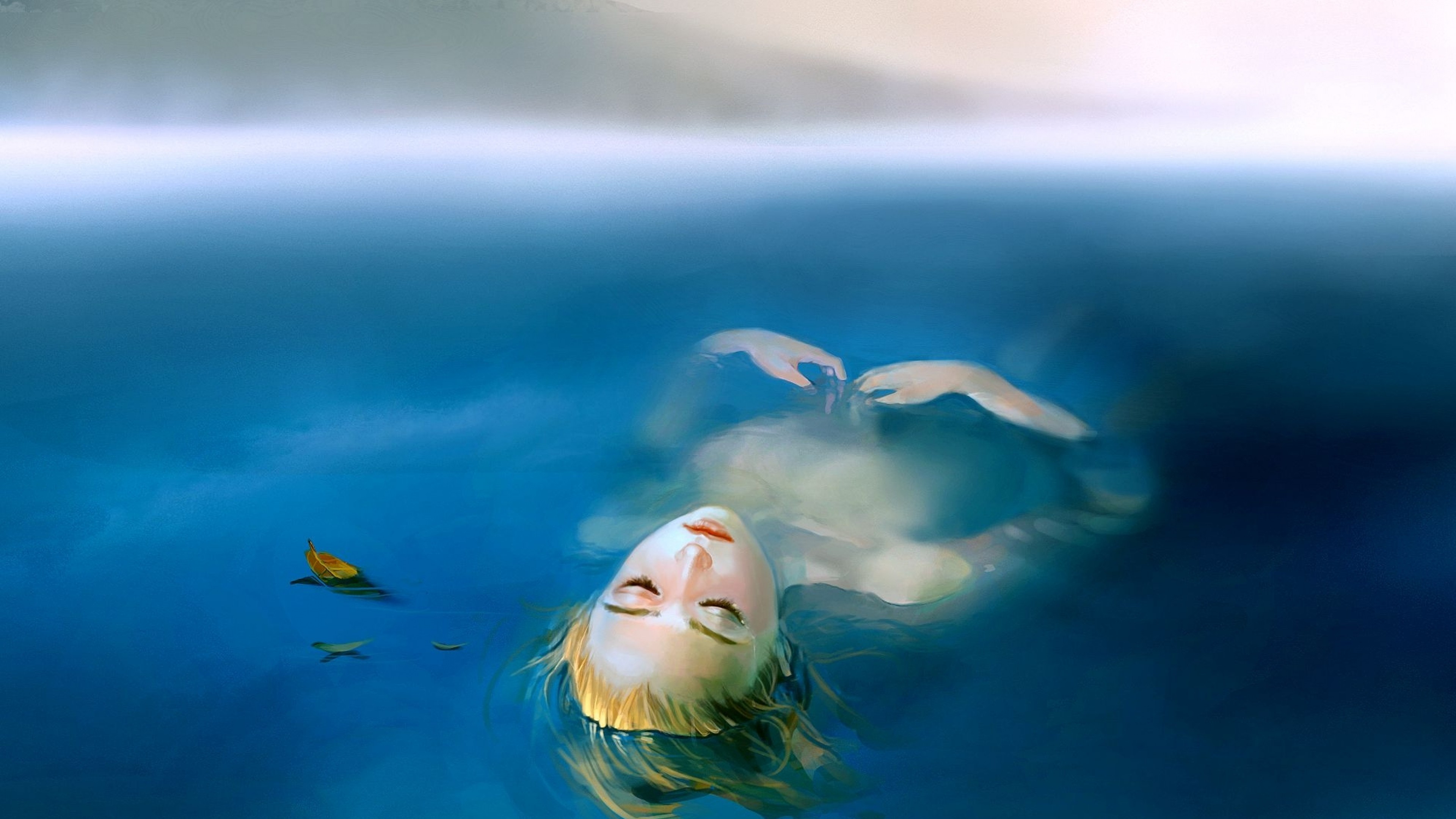 3840x2160  Wallpaper girl, water, corpse, drowned woman, body, death