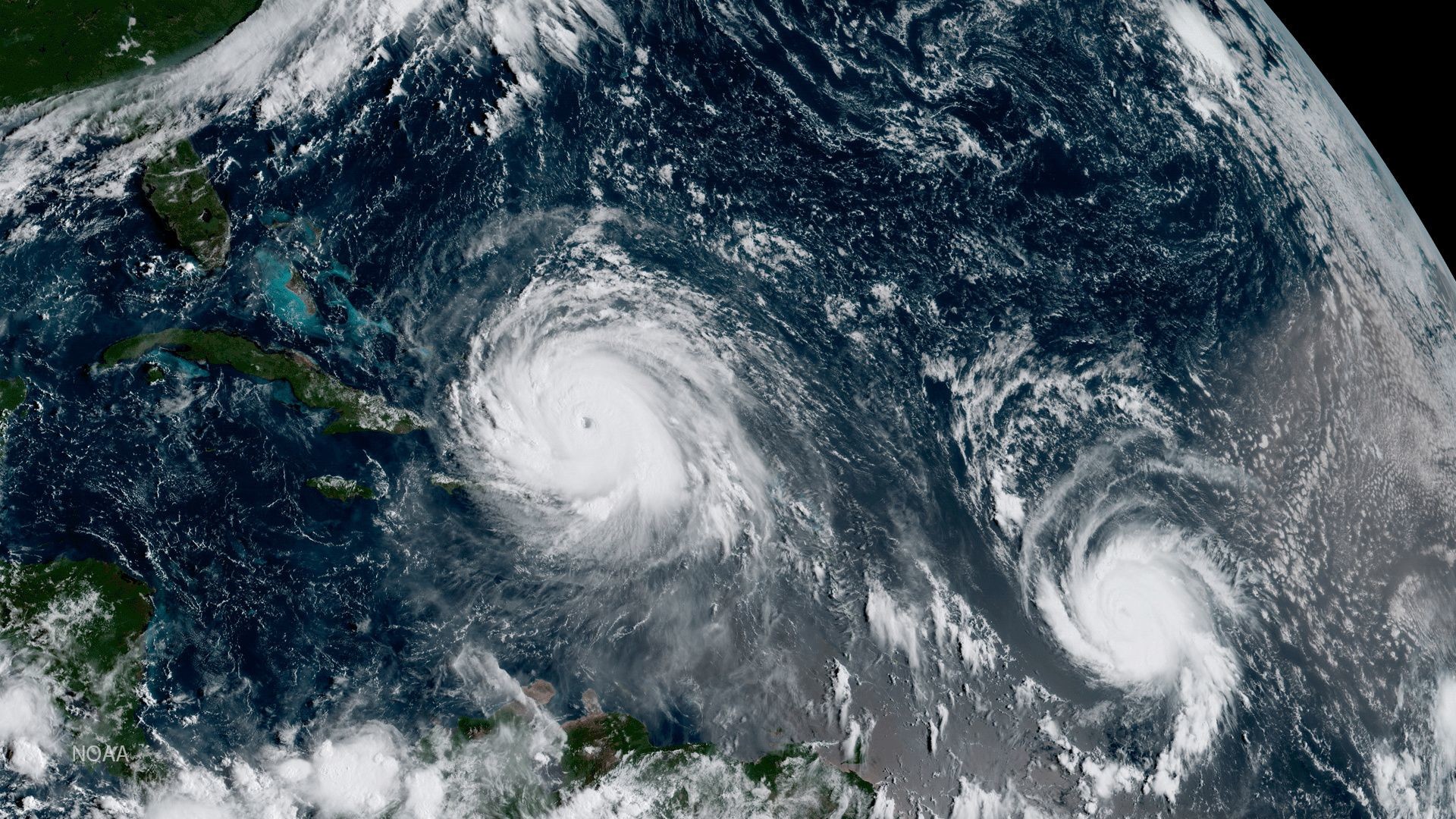 1920x1080 Hurricane Irma (L) and Hurricane Jose are pictured in the Atlantic Ocean in  this