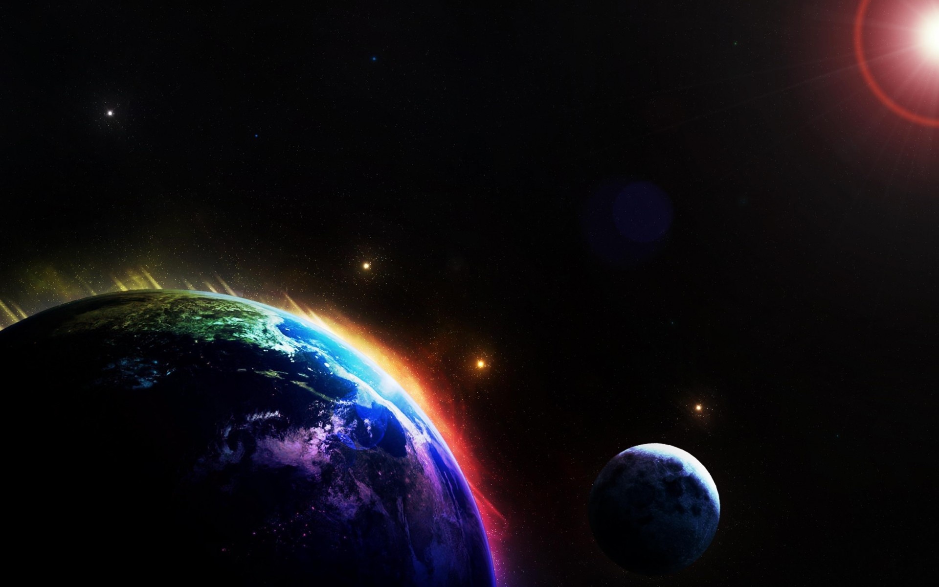 1920x1200 Earth and Moon Background 33275