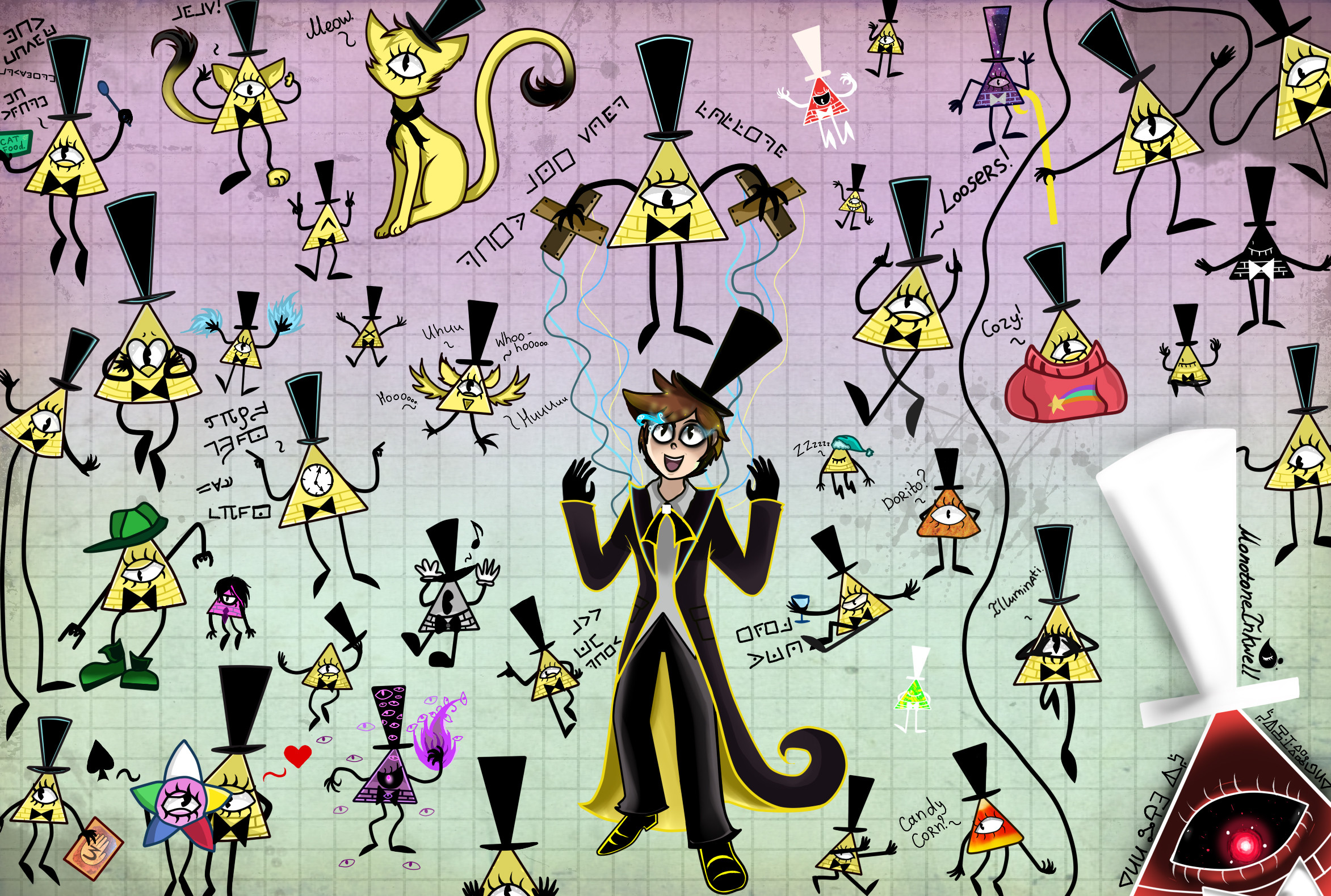2345x1579 Part 2. by MonotoneInkwell Bill Cipher Overload. Part 2. by MonotoneInkwell