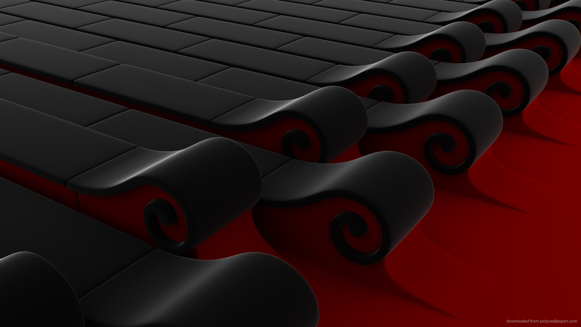 1920x1080 Black and Red Waves render picture