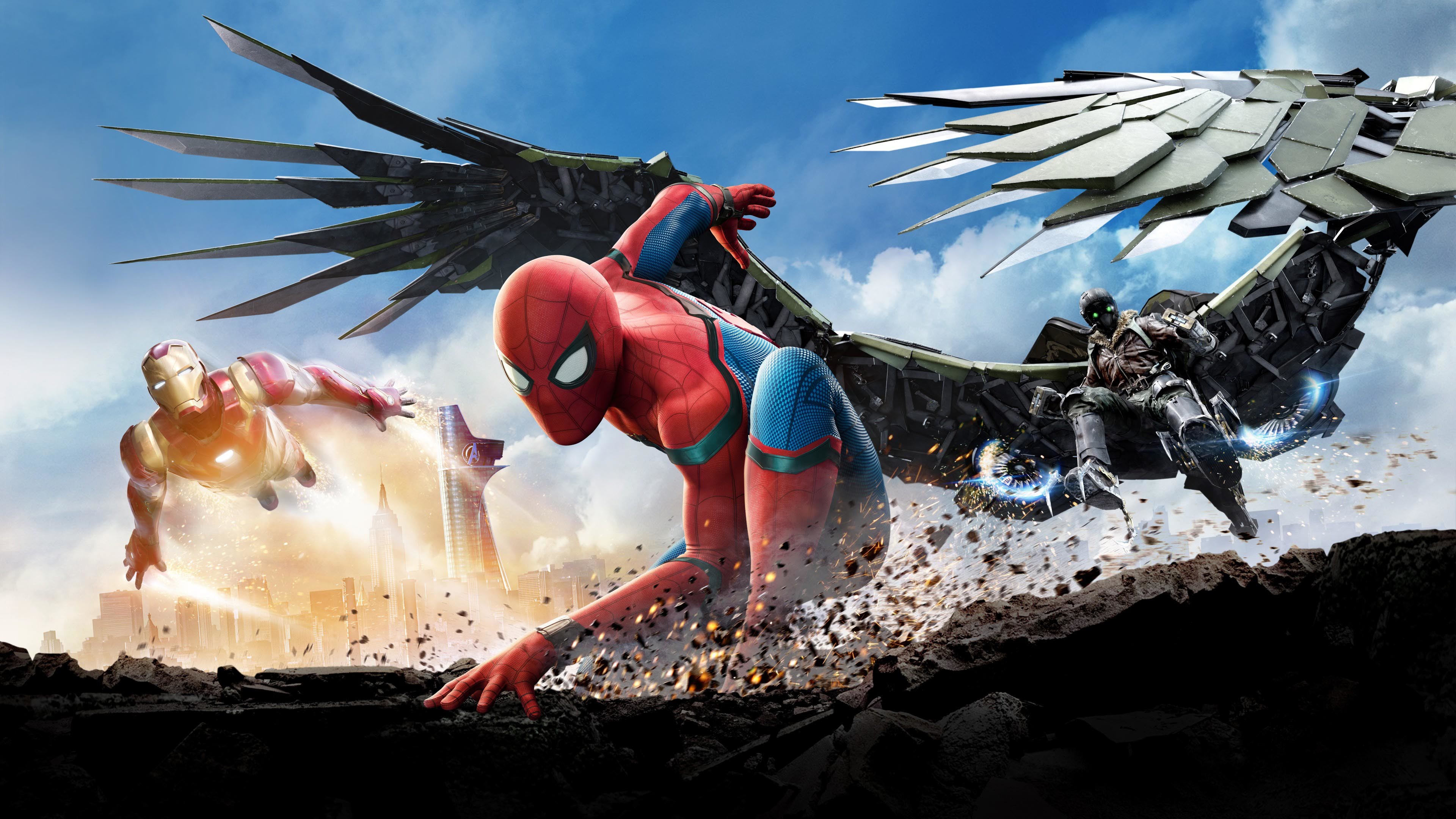 3840x2160 Spider-Man, Iron Man & Vulture - Spider-Man: Homecoming (2017