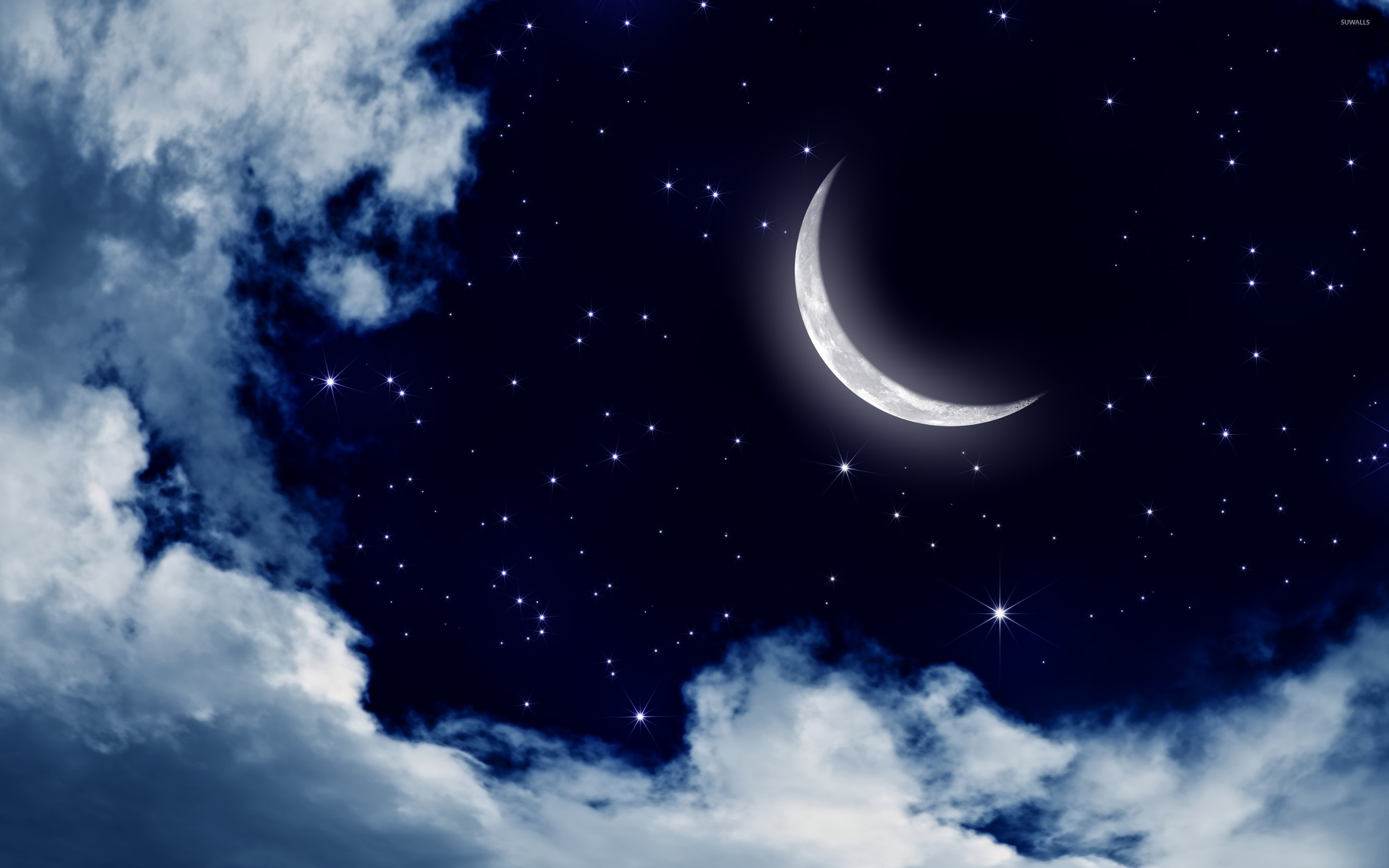 2880x1800 Moon and stars in the sky wallpaper