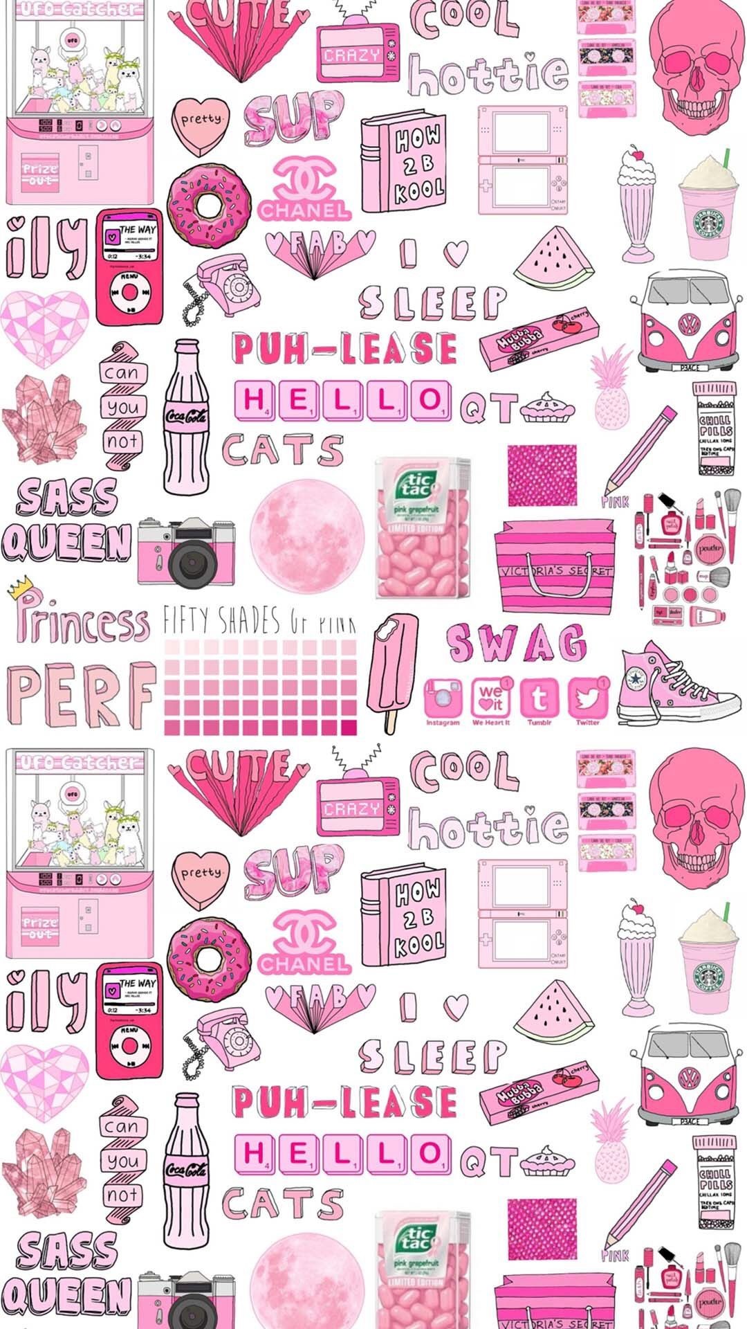 1080x1920 Pink Doodles Emoji Wallpaper, Cute Iphone Wallpaper Tumblr, Vogue  Wallpaper, Cool Wallpaper,