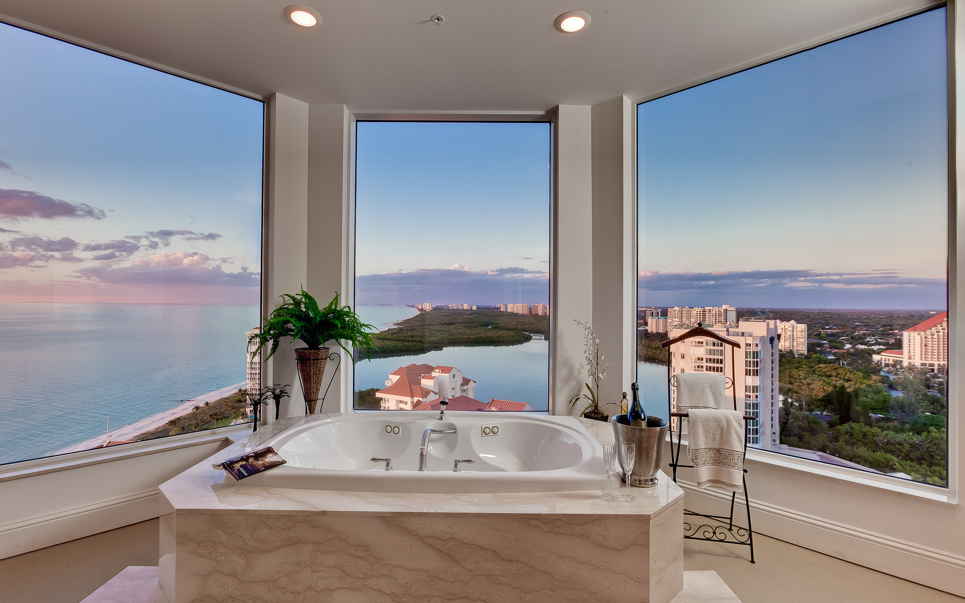 1920x1200 Scenic window glass interior design sauna bathroom ocean sea coast shore  beaches wallpaper |  | 43288 | WallpaperUP