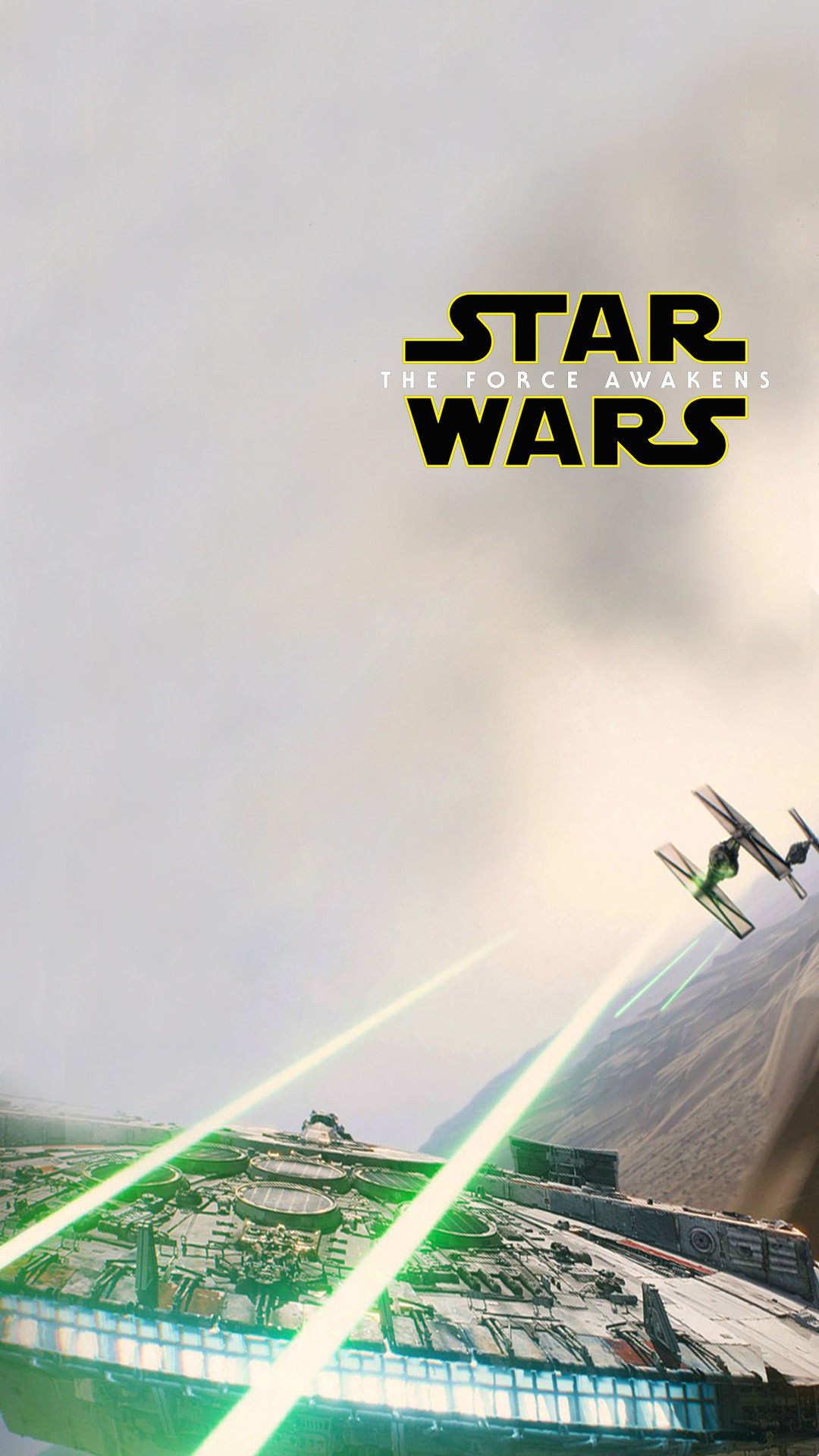 1080x1920 Star Wars The Force Awakens Wallpaper Millennium Falcon Tie Attack.  Download: iPhone with logo; ...