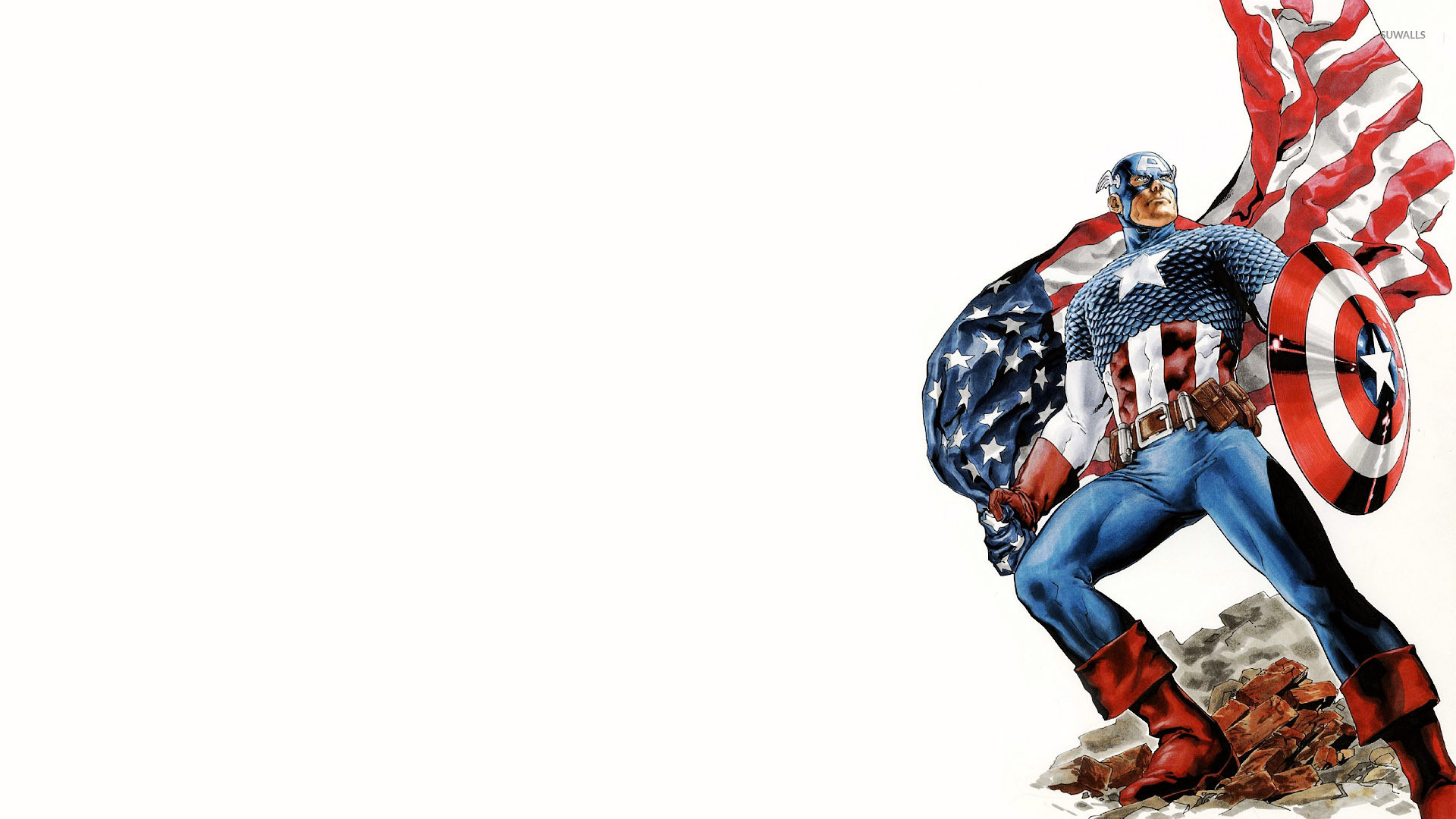 1920x1080 Captain America holding the American flag wallpaper