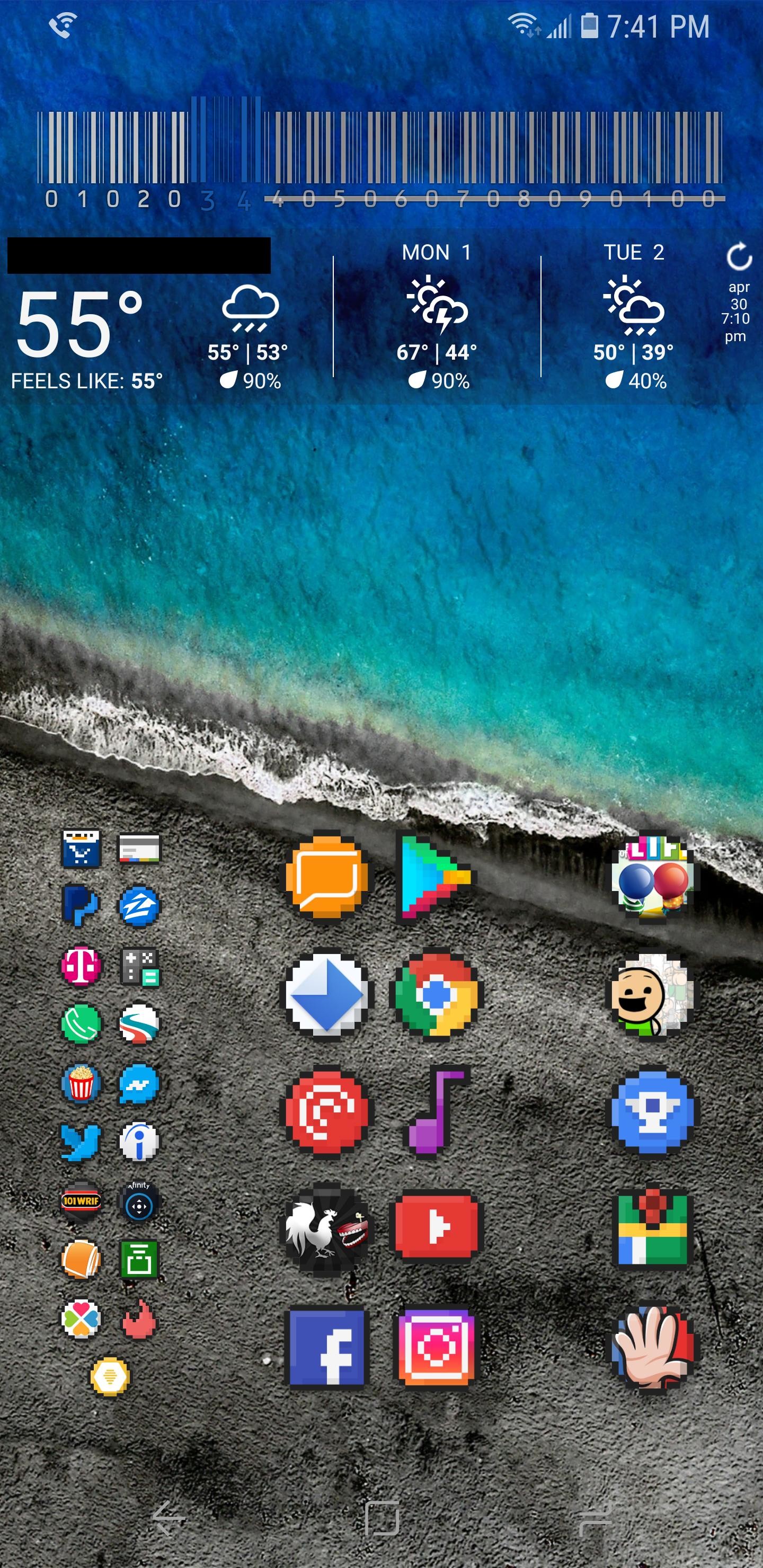 1440x2960 Nova, PixBit icons, PixelizeD theme/Wallpaper, Weather Underground and  Minimalistic Text widgets