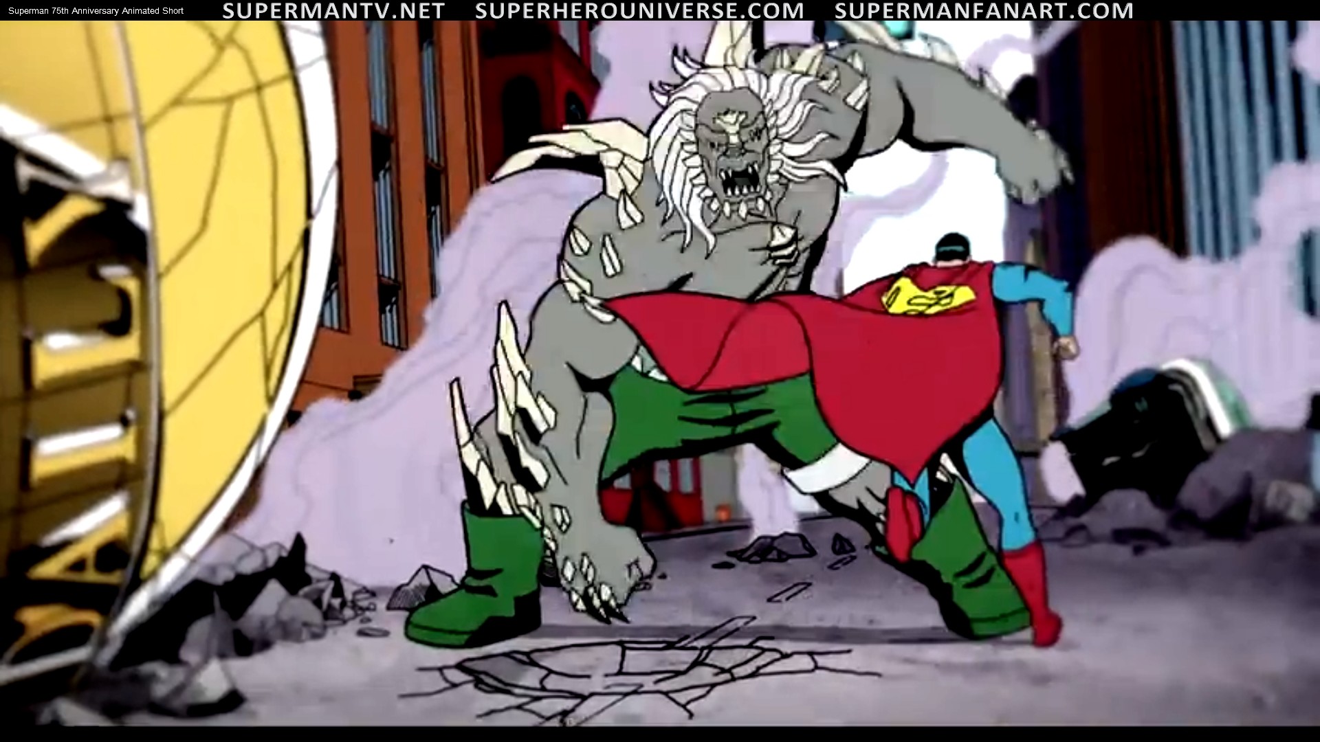 1920x1080 Screen shot from the Anniversary Animated Short in wallpaper size featuring  Superman fighting Doomsday - The short was done in honor of Man of Steel to  ...