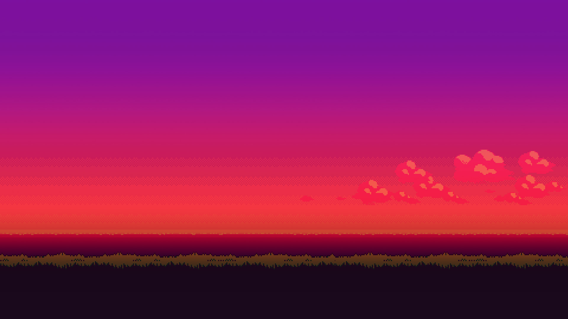 1920x1080 General  sunset 16-bit pixel art landscape