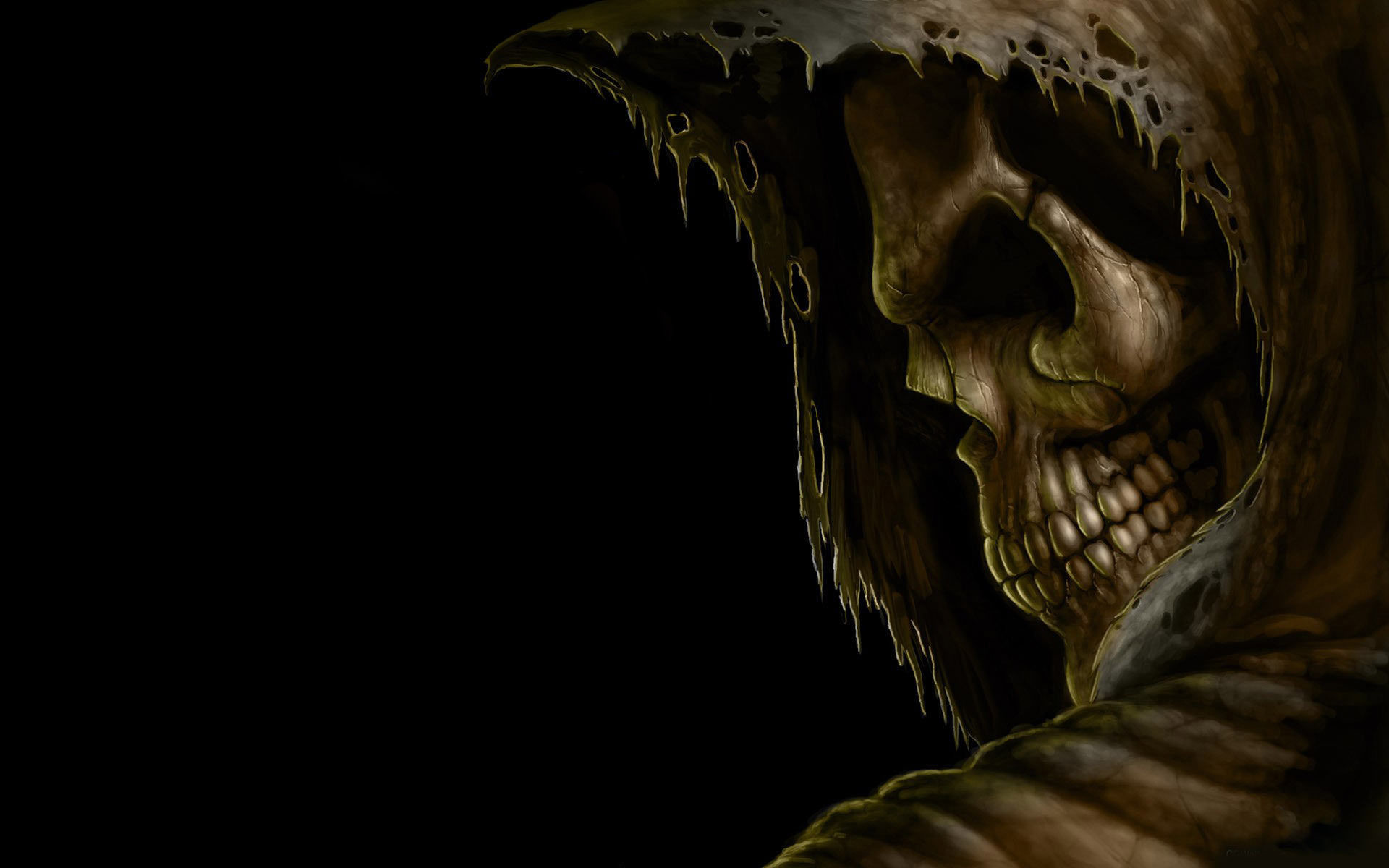 1920x1200 Grim reaper death dark skull hood eyes evil scary spooky creepy teeth black halloween  wallpaper |  | 25646 | WallpaperUP