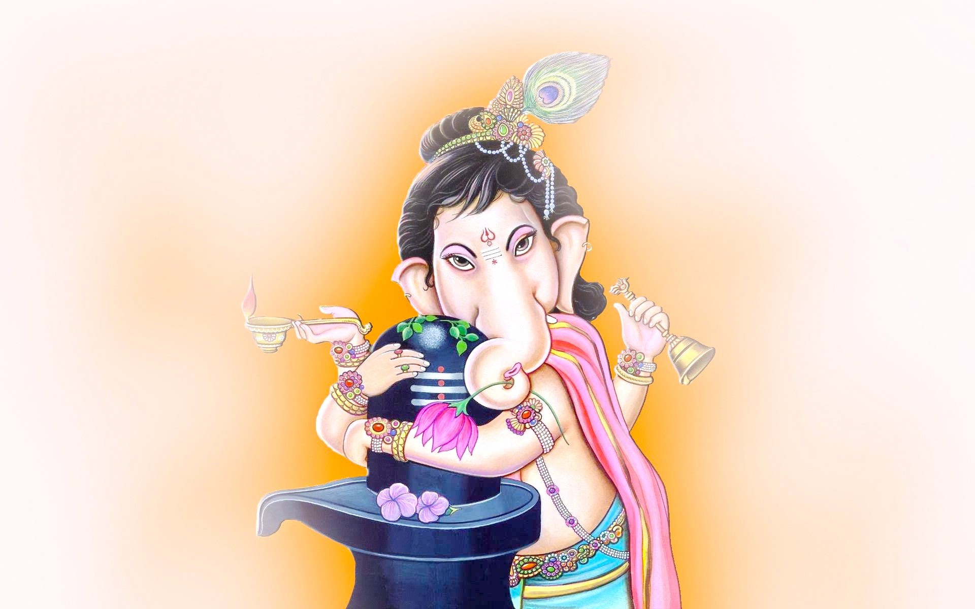 1920x1200 Cutest Lord Ganesha With Shivling Wallpapers Download