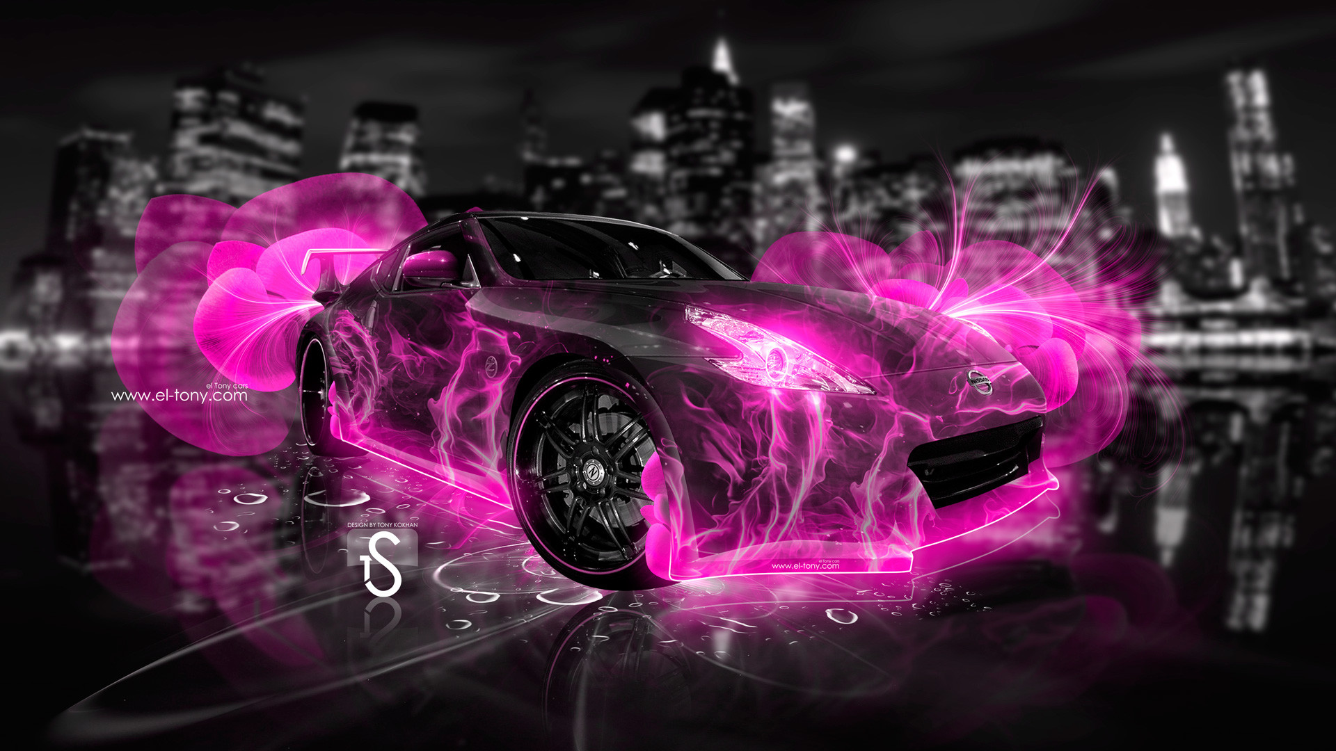 1920x1080 Nissan-370-Z-Abstract-Flowers-Neon-Pink-2013-