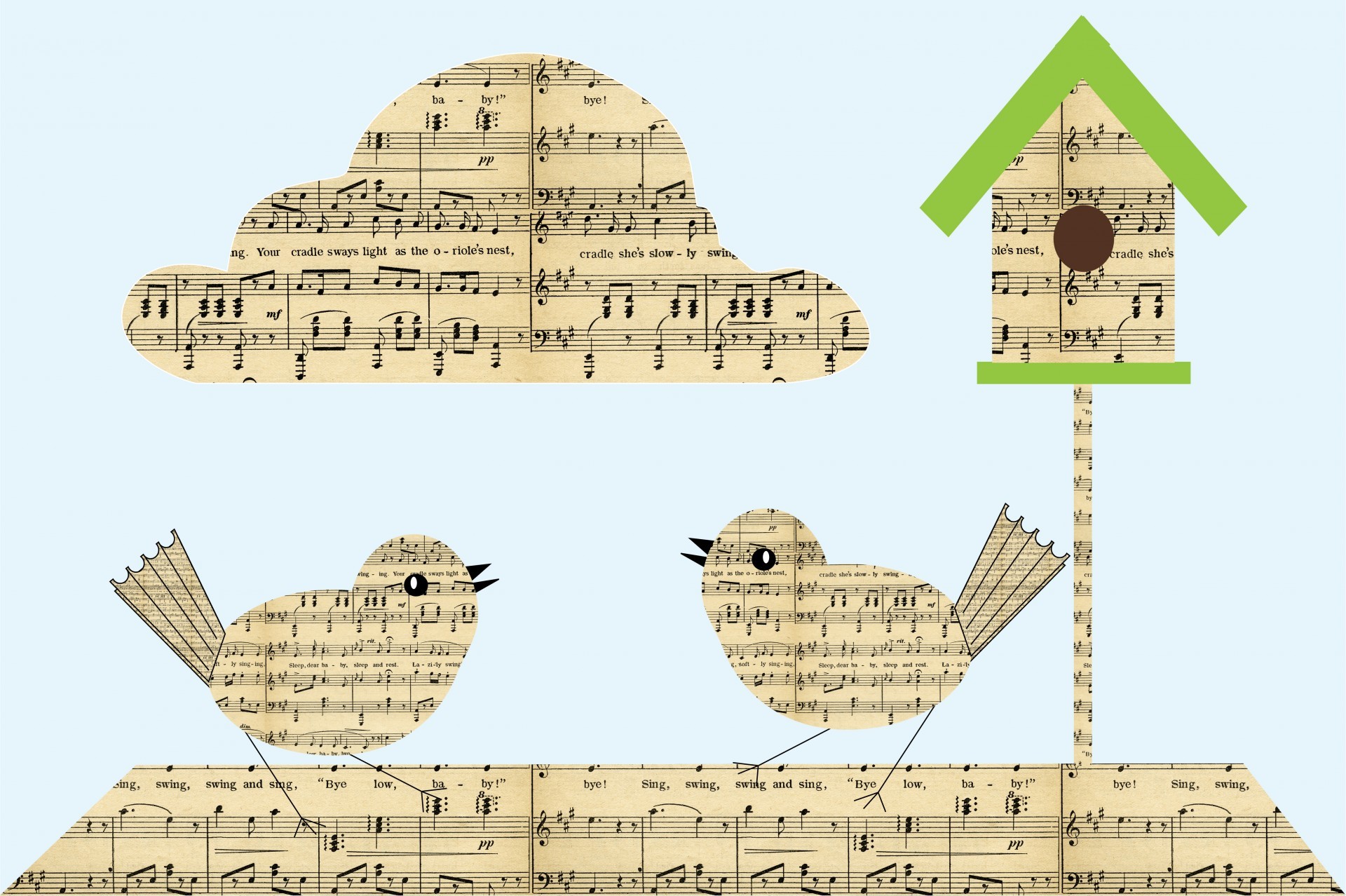 1920x1278 Paper Birds Musical Notes ...