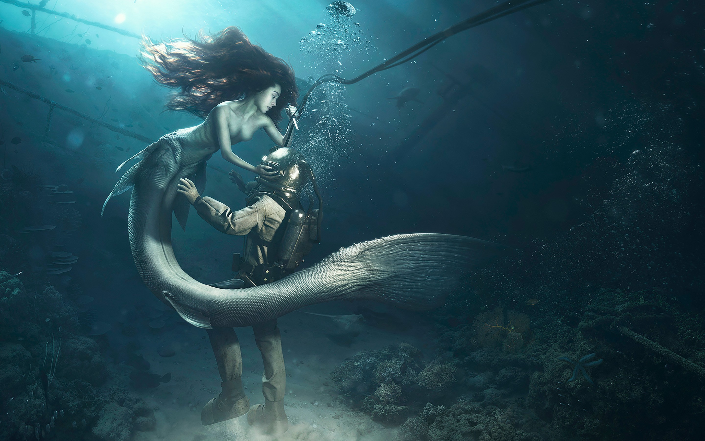 2880x1800 Diver and The Mermaid (1024x768 Resolution)
