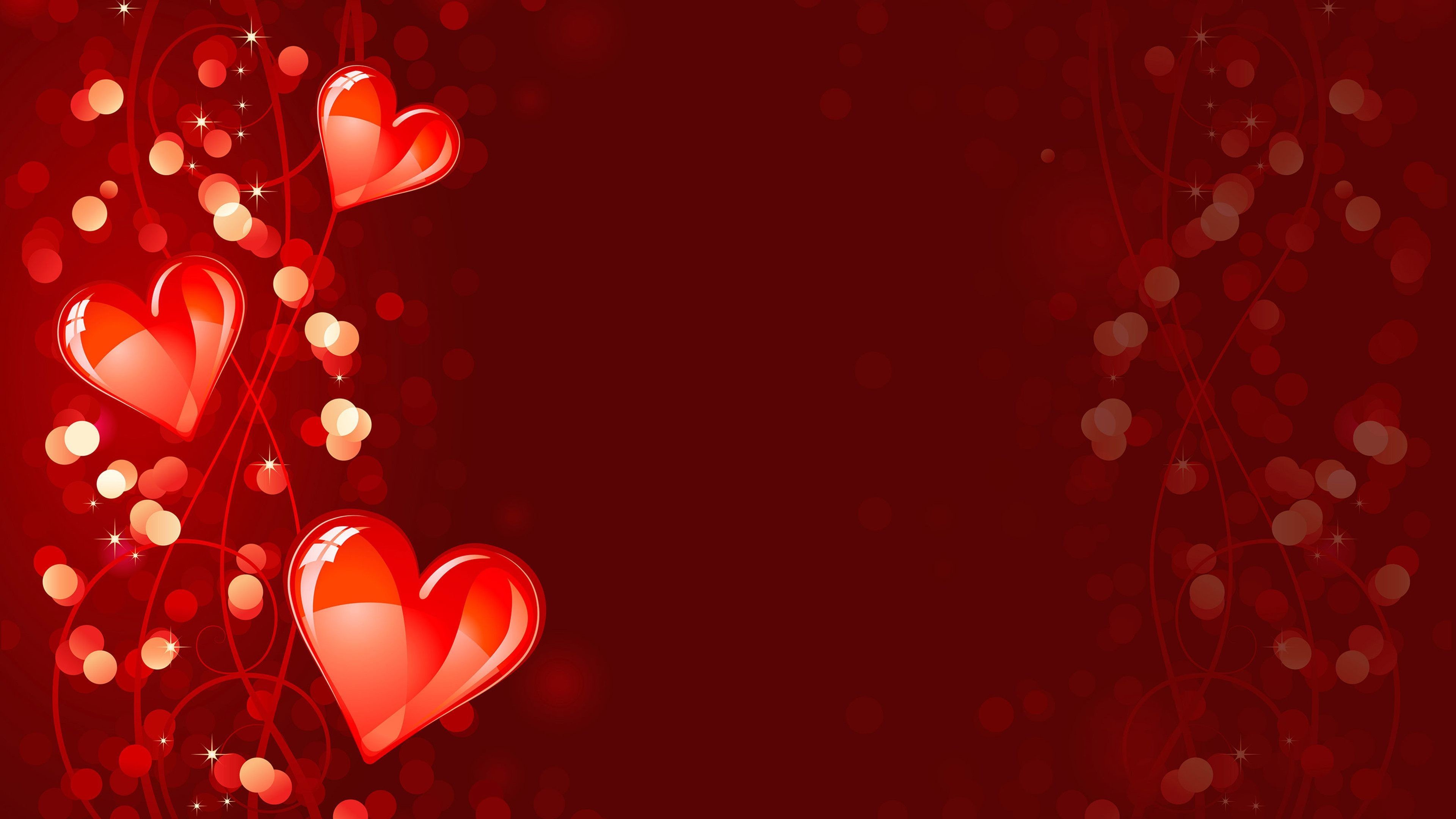 HD red background with hearts wallpapers